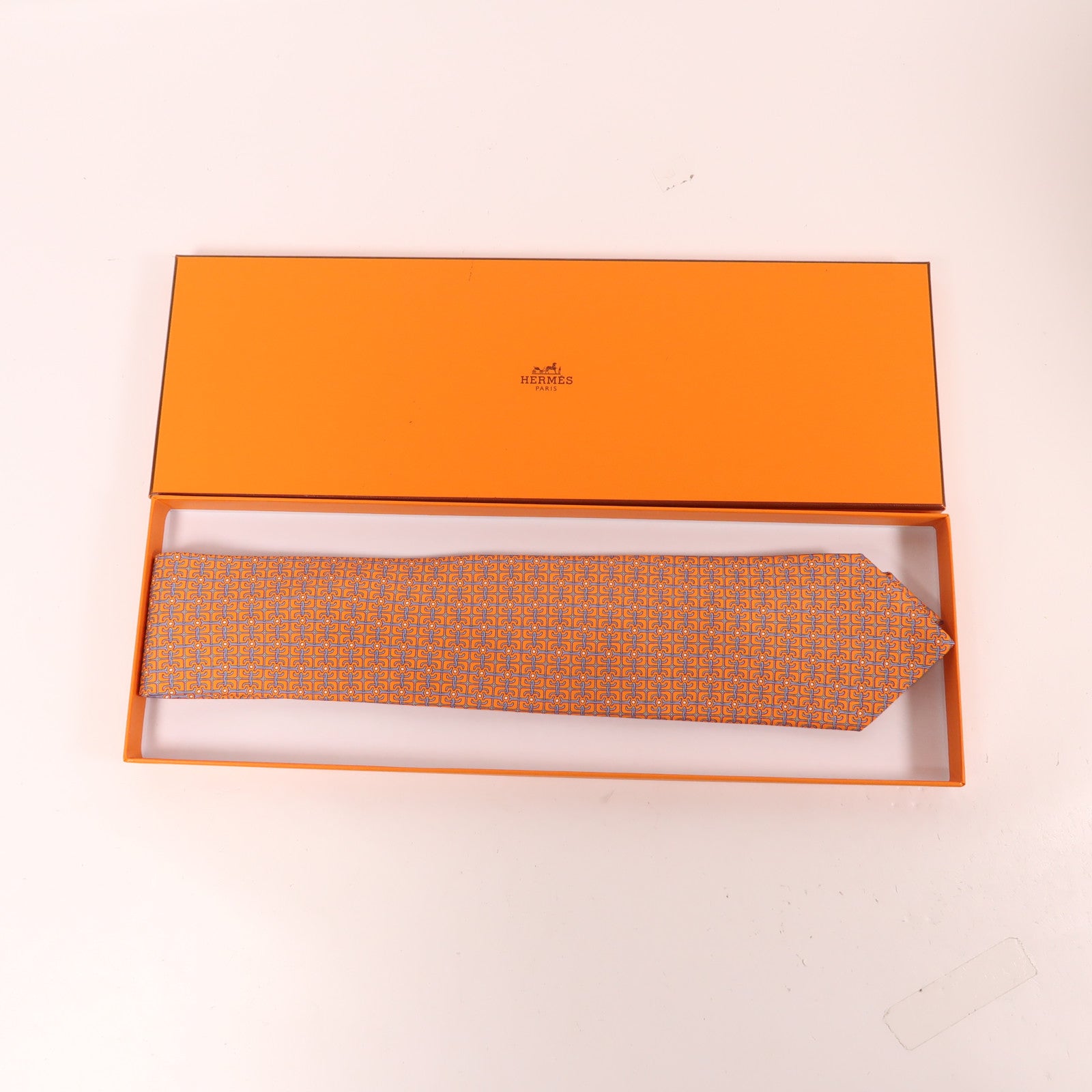 HERMES 絲質Tie領帶橙色