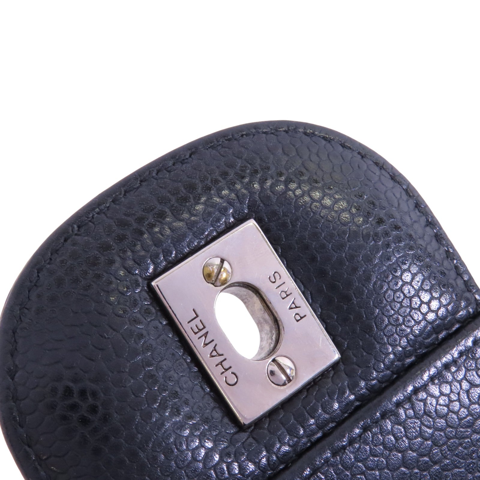 CHANEL 牛皮皮革Large Classic銀扣鏈帶肩背袋