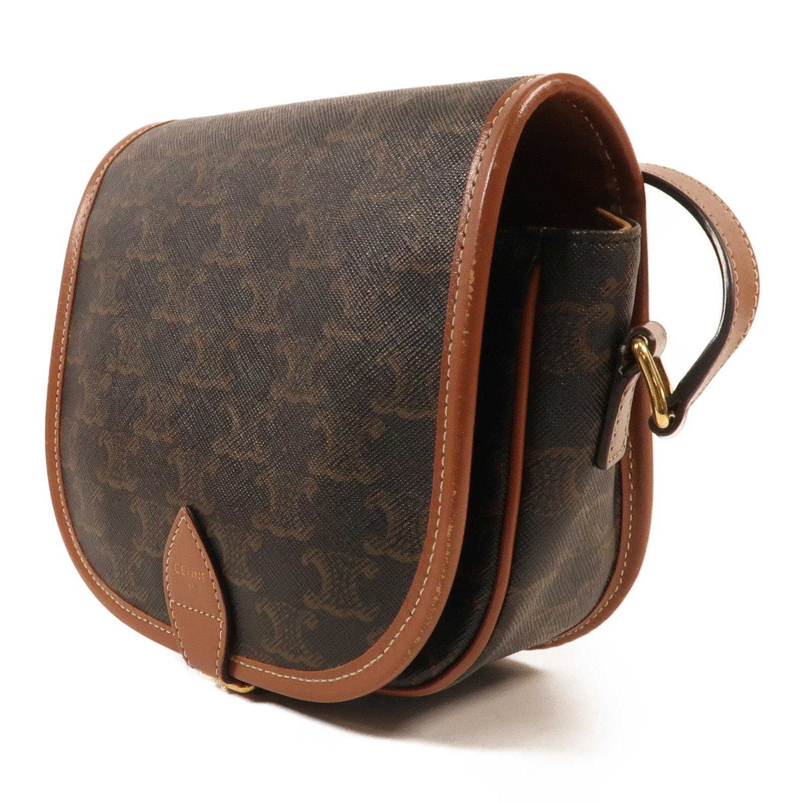 CELINE 【激減優惠】塗層帆布Folco Bag金扣肩背袋