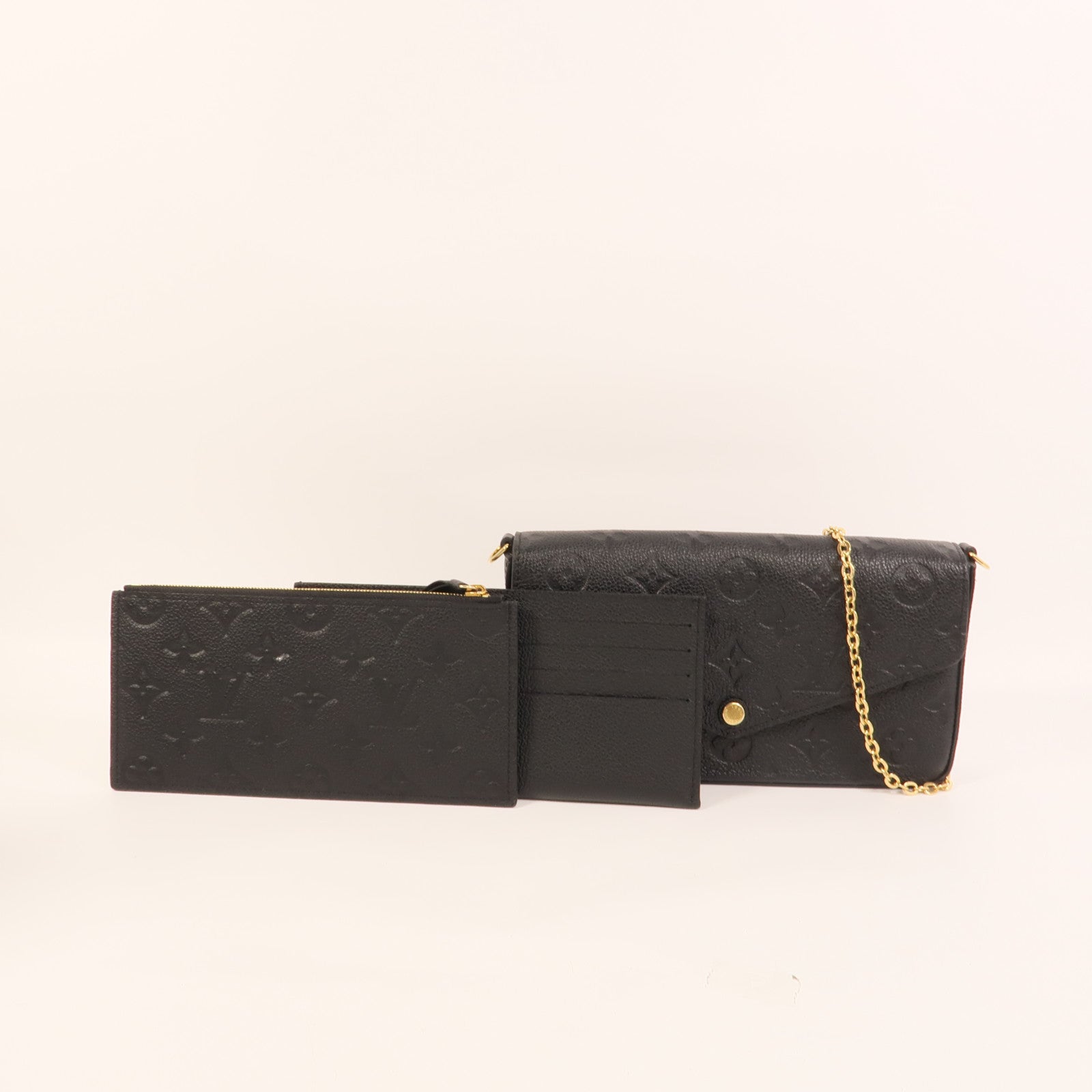 LOUIS VUITTON Monogram Empreinte Felicie Pochette 金扣鏈帶肩背袋