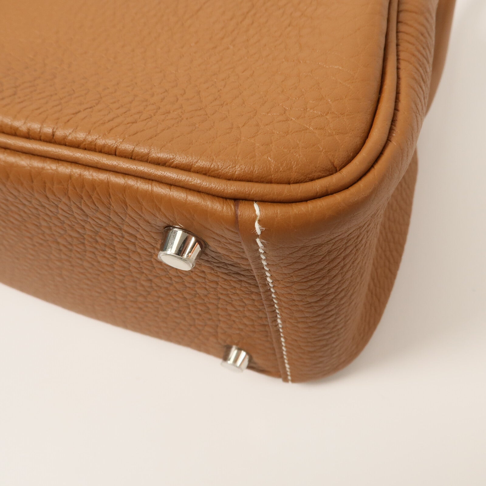 HERMES Clemence皮革Mini Lindy金扣手挽肩背兩用袋Gold