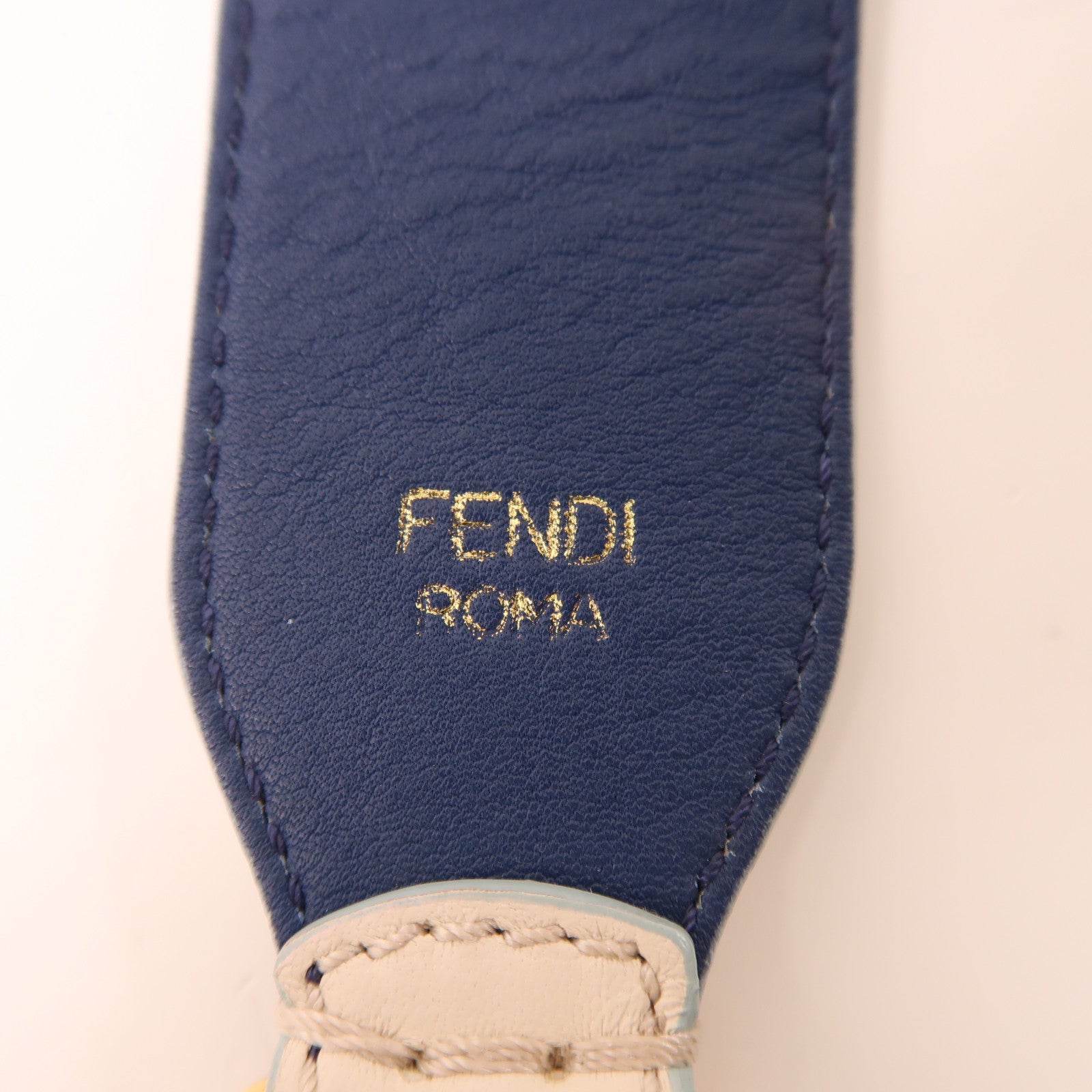 FENDI 皮革Shoulder Strap金扣肩帶白色/黃色/藍色