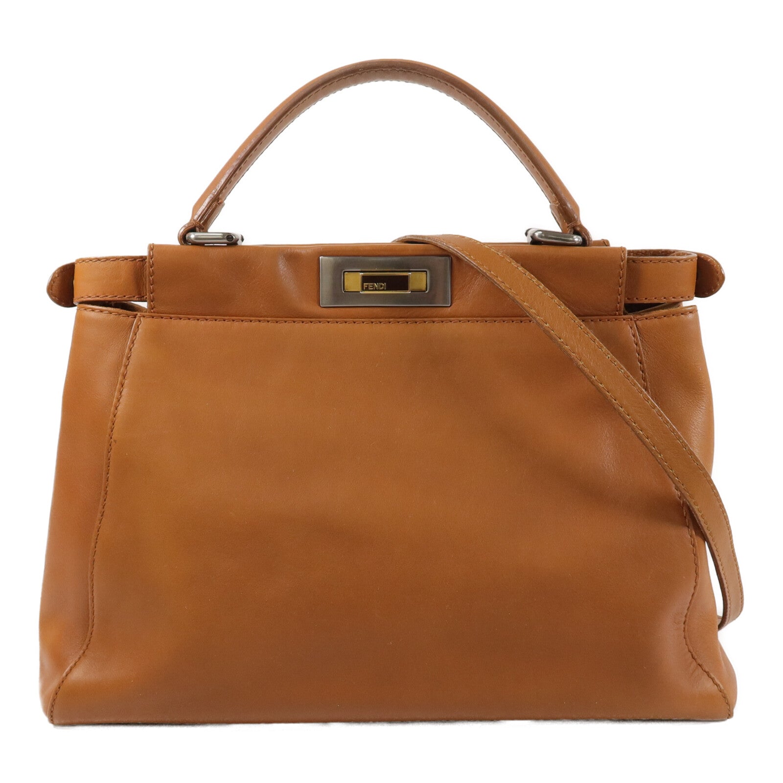 FENDI 牛皮皮革Peekaboo Regular手挽肩背兩用袋