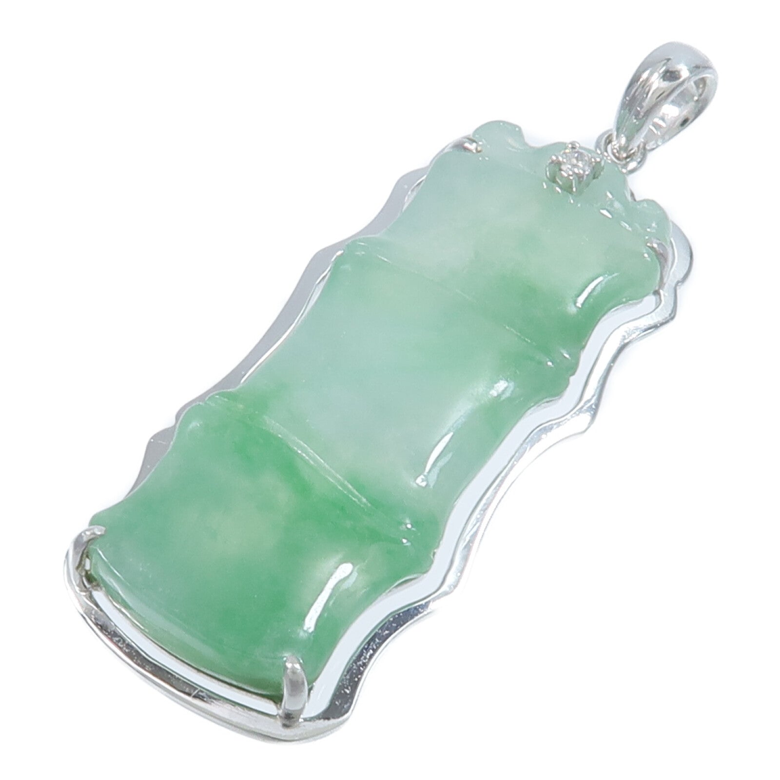 JEWELRY 18K白金Jade Diamond Pendant Top翡翠/鑽石吊墜