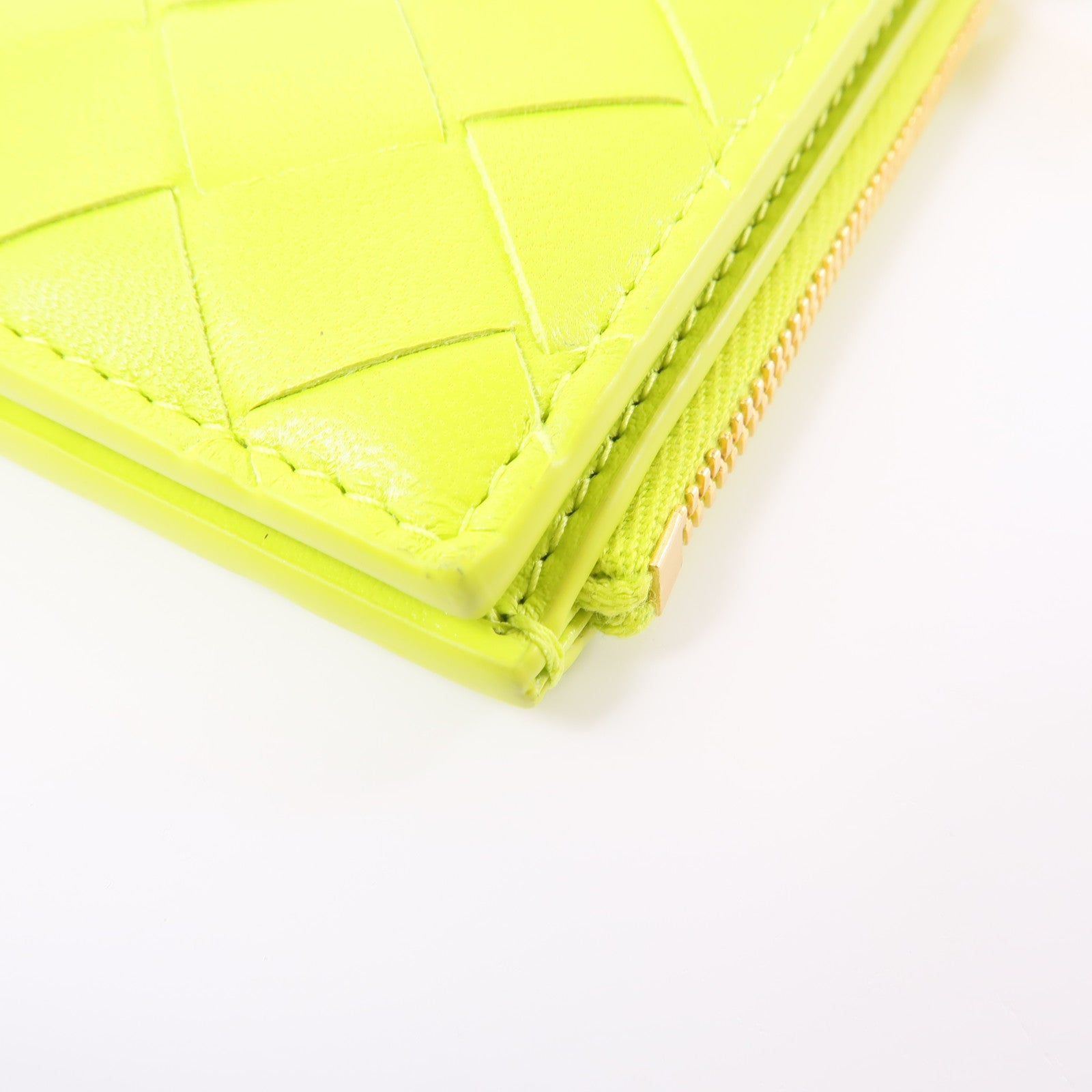 BOTTEGA VENETA 織紋皮革Wallet金扣錢包黃色