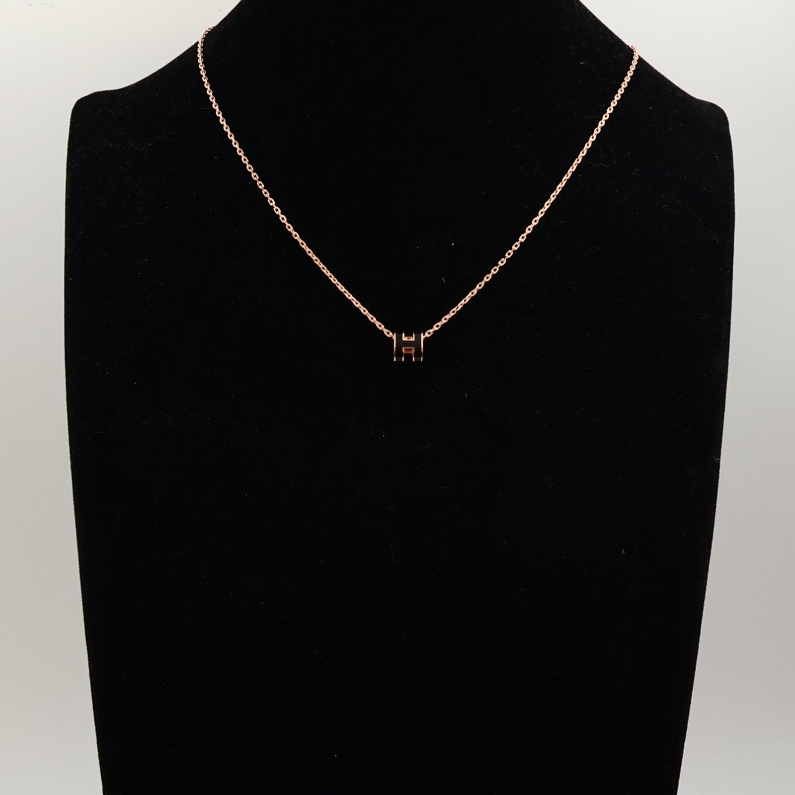 HERMES 金屬/琺瑯Mini Pop H Necklace項鍊Noir