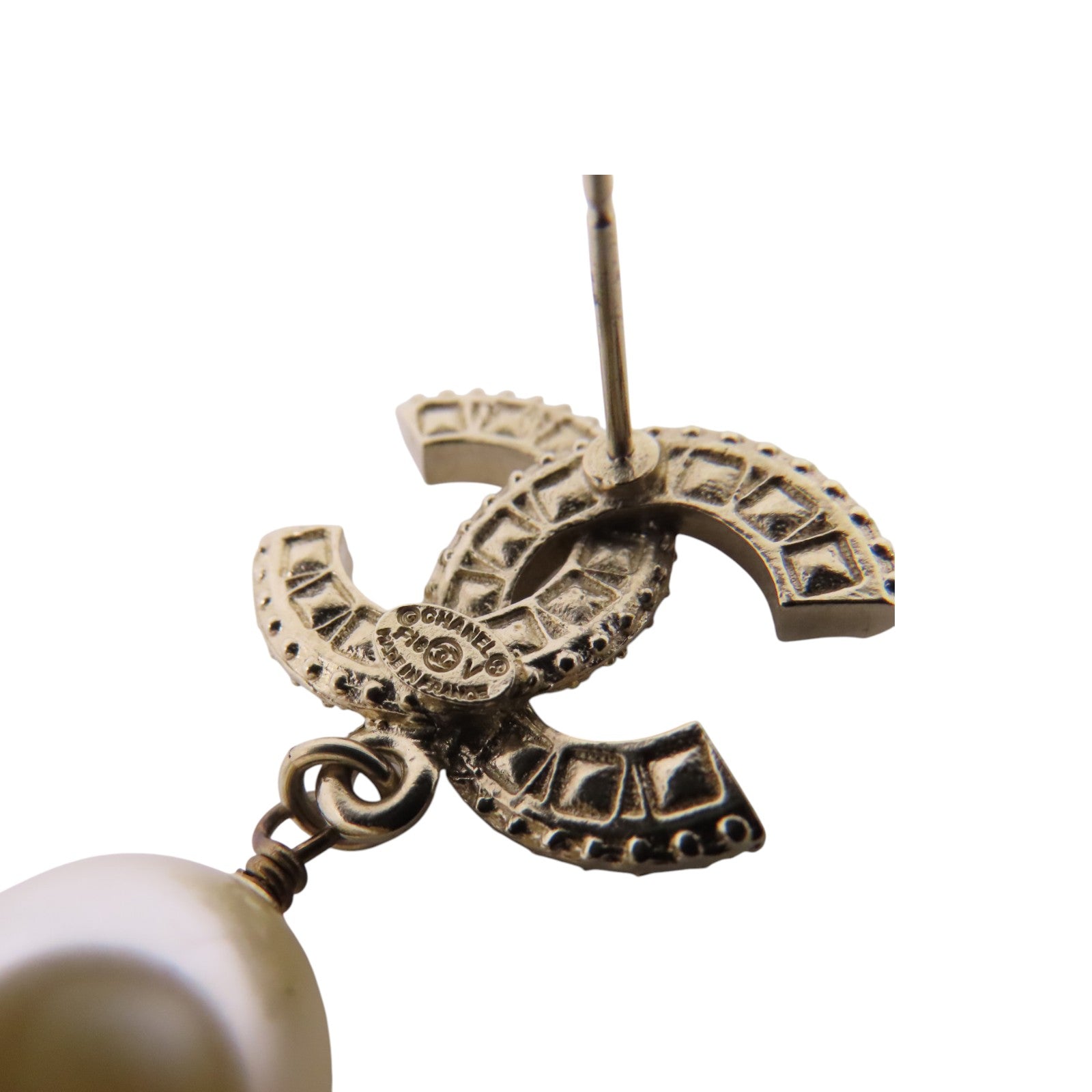 CHANEL 金屬/仿珍珠/水鑽Earrings金扣耳環