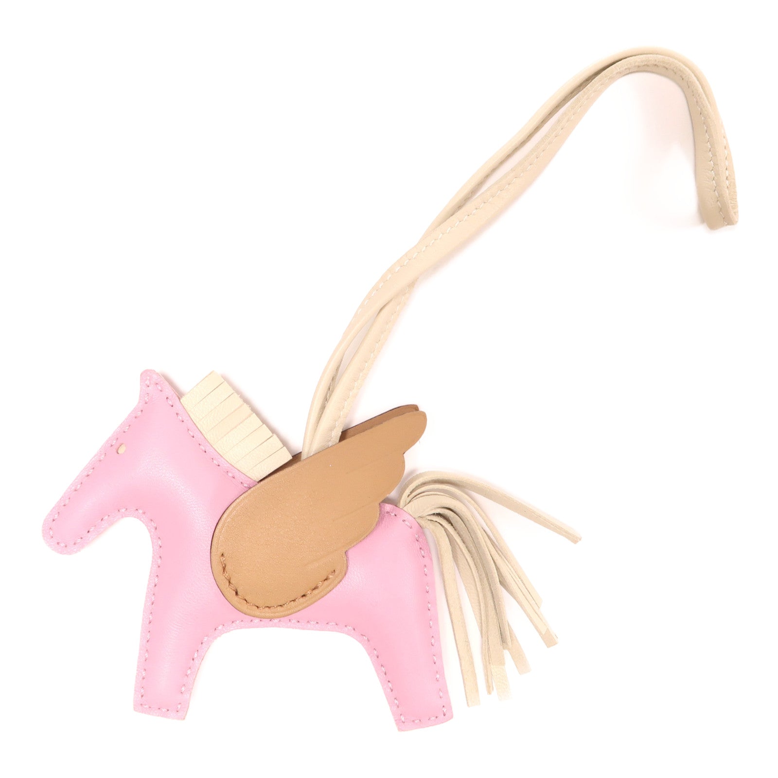 HERMES Milo皮革Rodeo Pegase PM掛飾Mauve Sylvestre