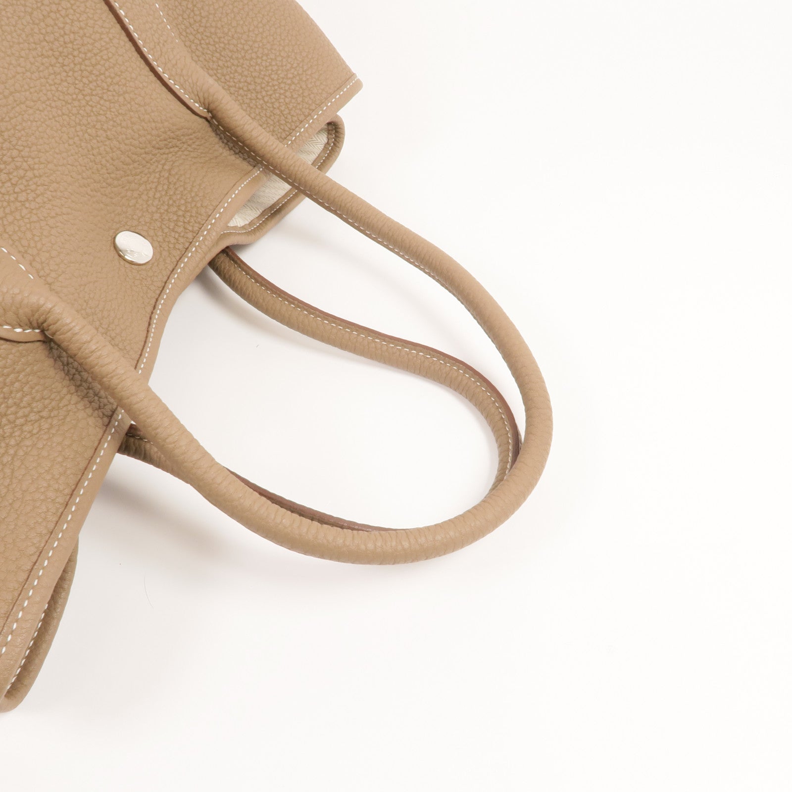 HERMES Negonda皮革Garden Party PM銀扣手挽袋Etoupe