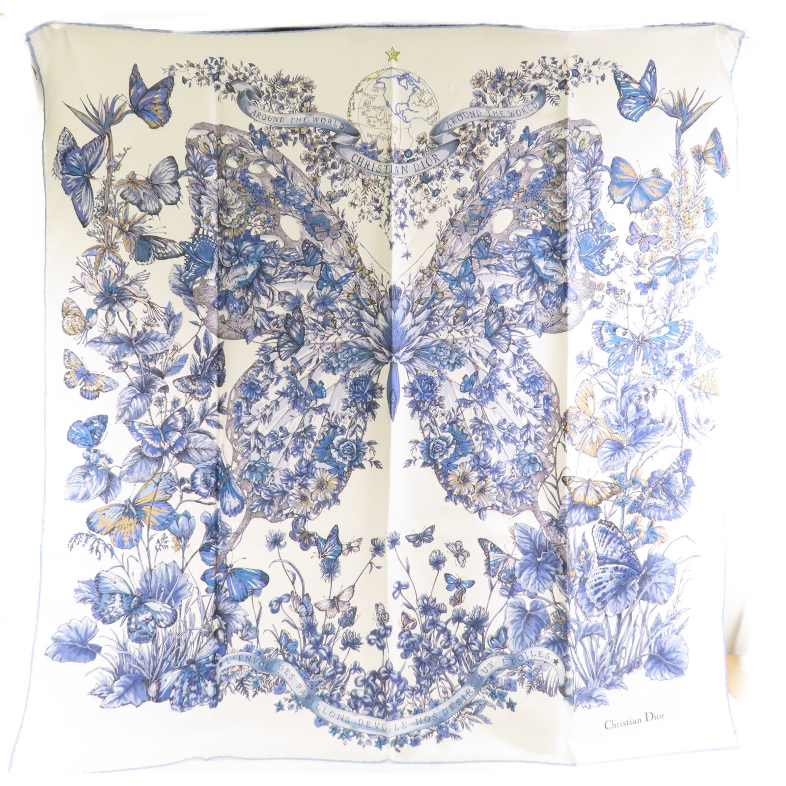 Dior 絲質Scarf絲巾藍色/白色