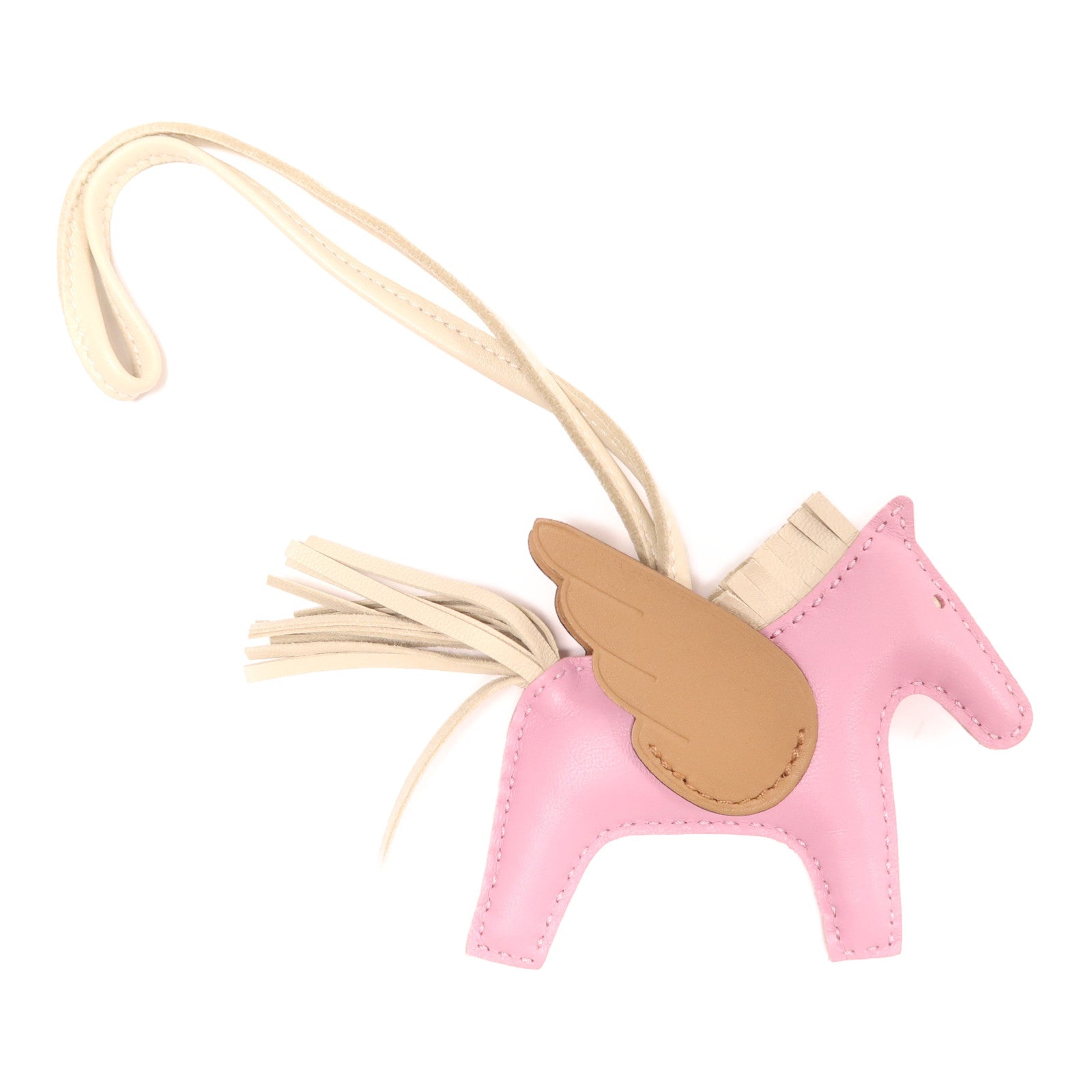 HERMES Milo皮革Rodeo Pegase PM掛飾Mauve Sylvestre