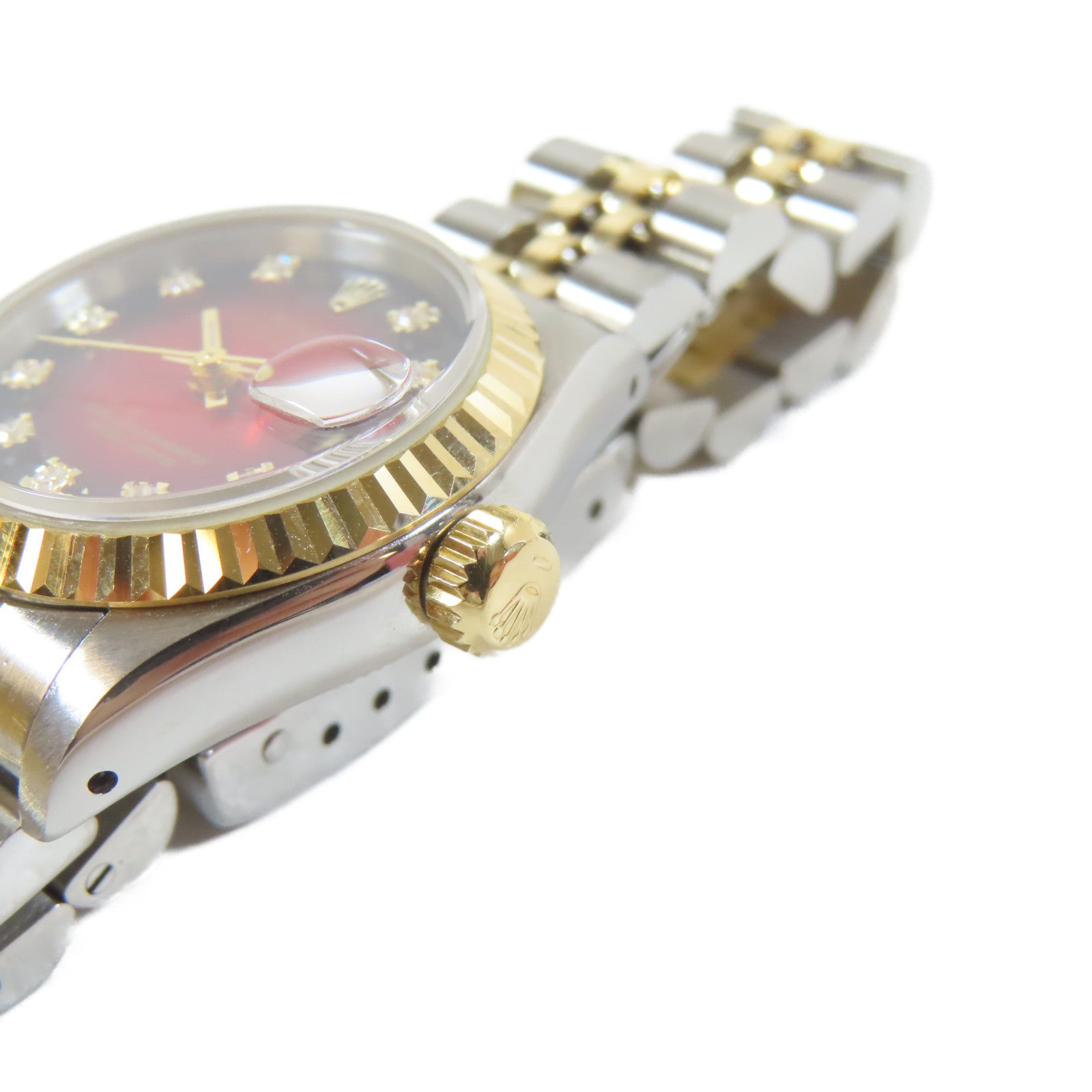ROLEX Datejust 26mm18K黃金/不鏽鋼手錶自動機芯紅色#14.5cm