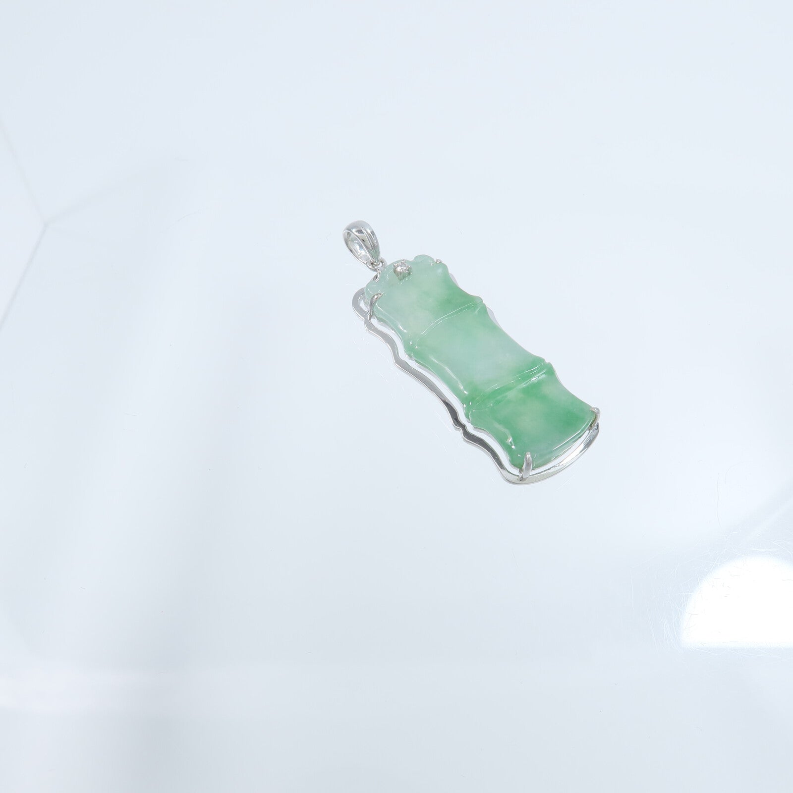 JEWELRY 18K白金Jade Diamond Pendant Top翡翠/鑽石吊墜