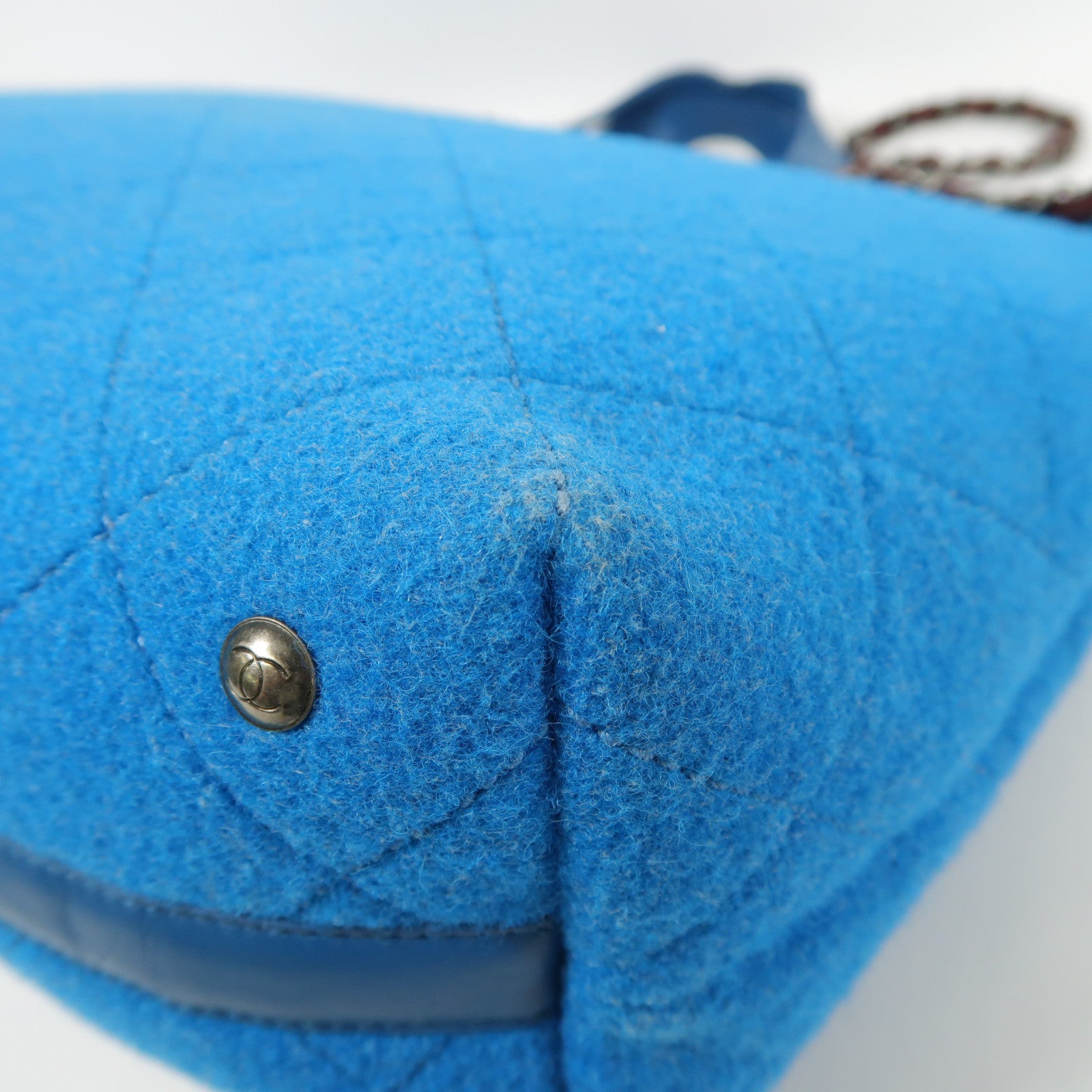 CHANEL 羊毛Chain Shoulder鏈帶手挽肩背兩用袋