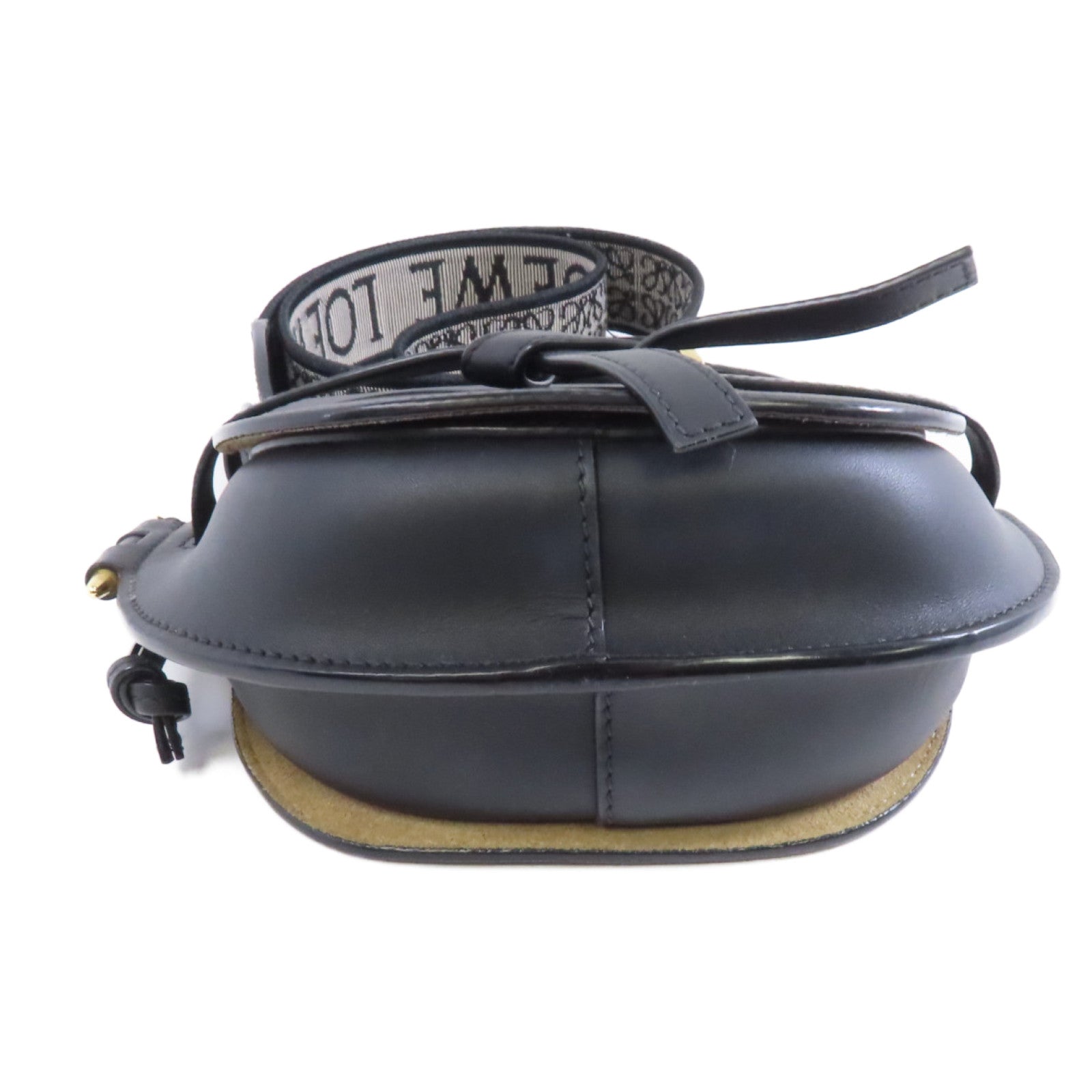 LOEWE 牛皮皮革Mini Gate金扣肩背袋黑色