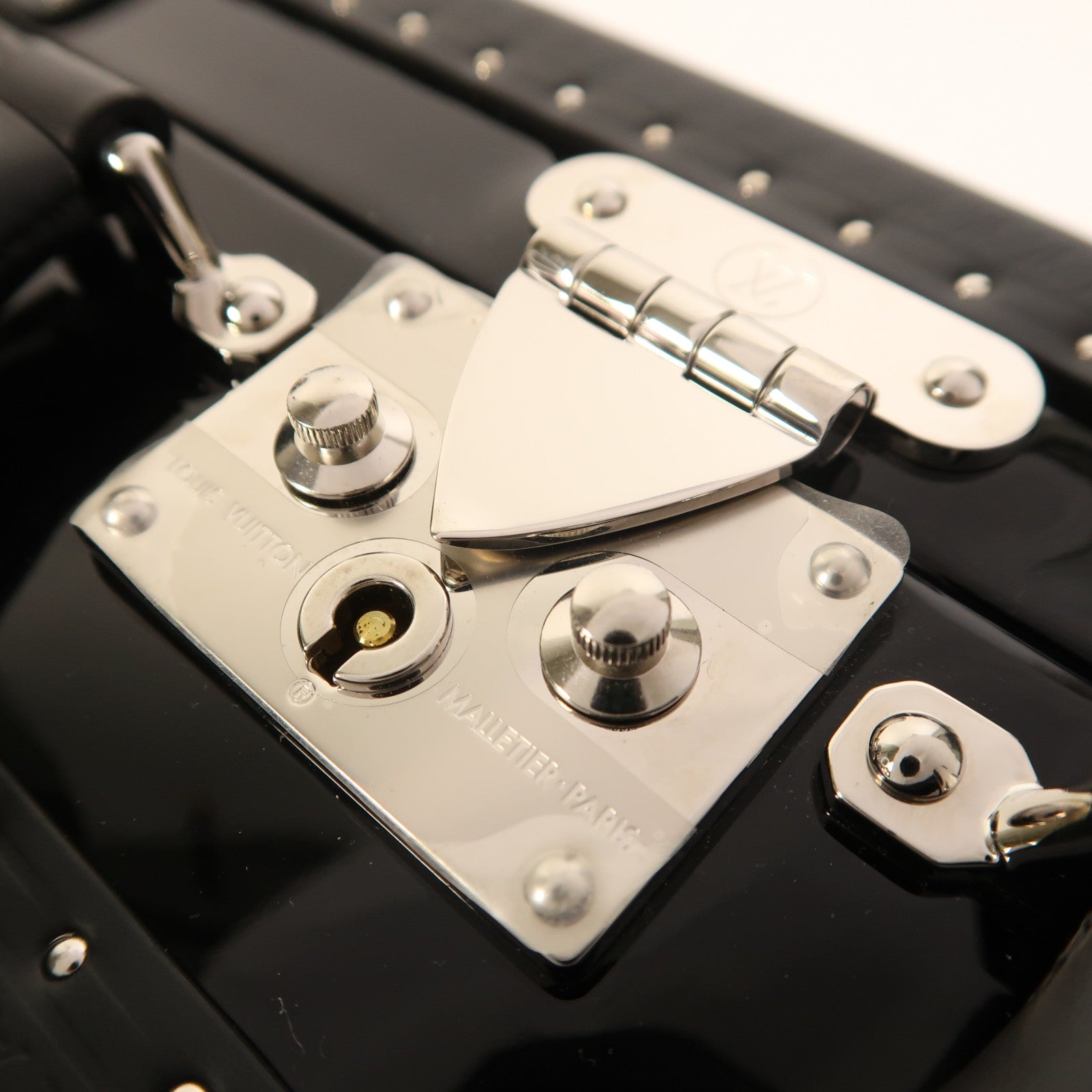 LOUIS VUITTON 牛皮皮革/PVC Petite Valise銀扣手挽肩背兩用袋