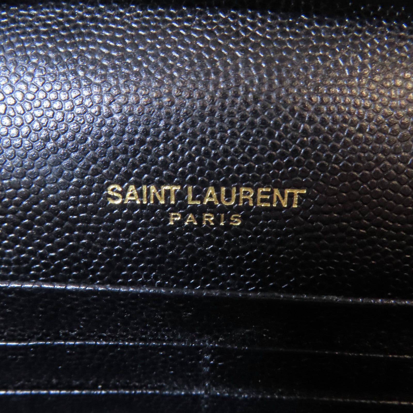 SAINT LAURENT 斜紋牛皮皮革Cassandre Envelope Chain Wallet金扣肩背袋黑色