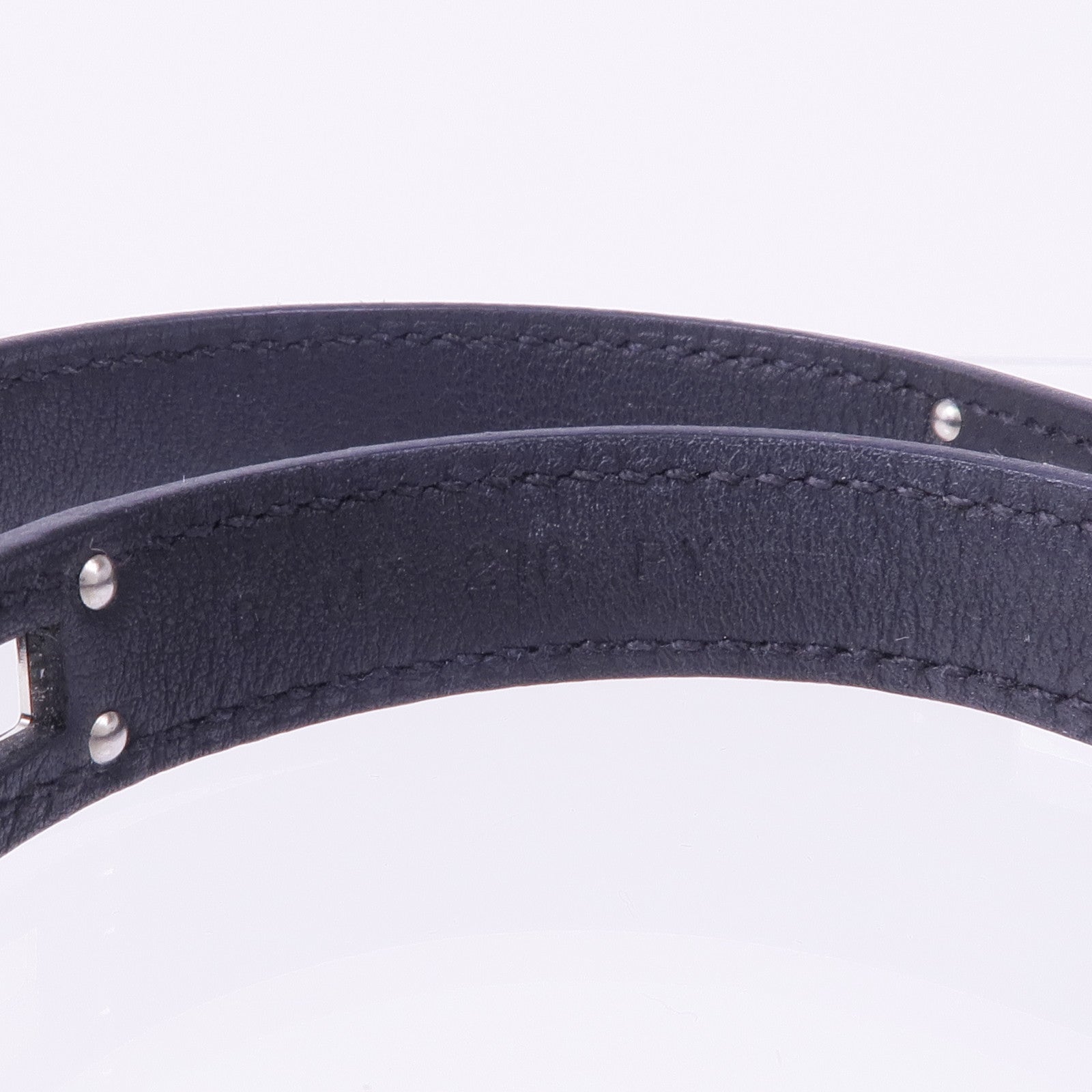 HERMES Swift皮革Kelly Double Tour Bracelet銀扣手帶Noir