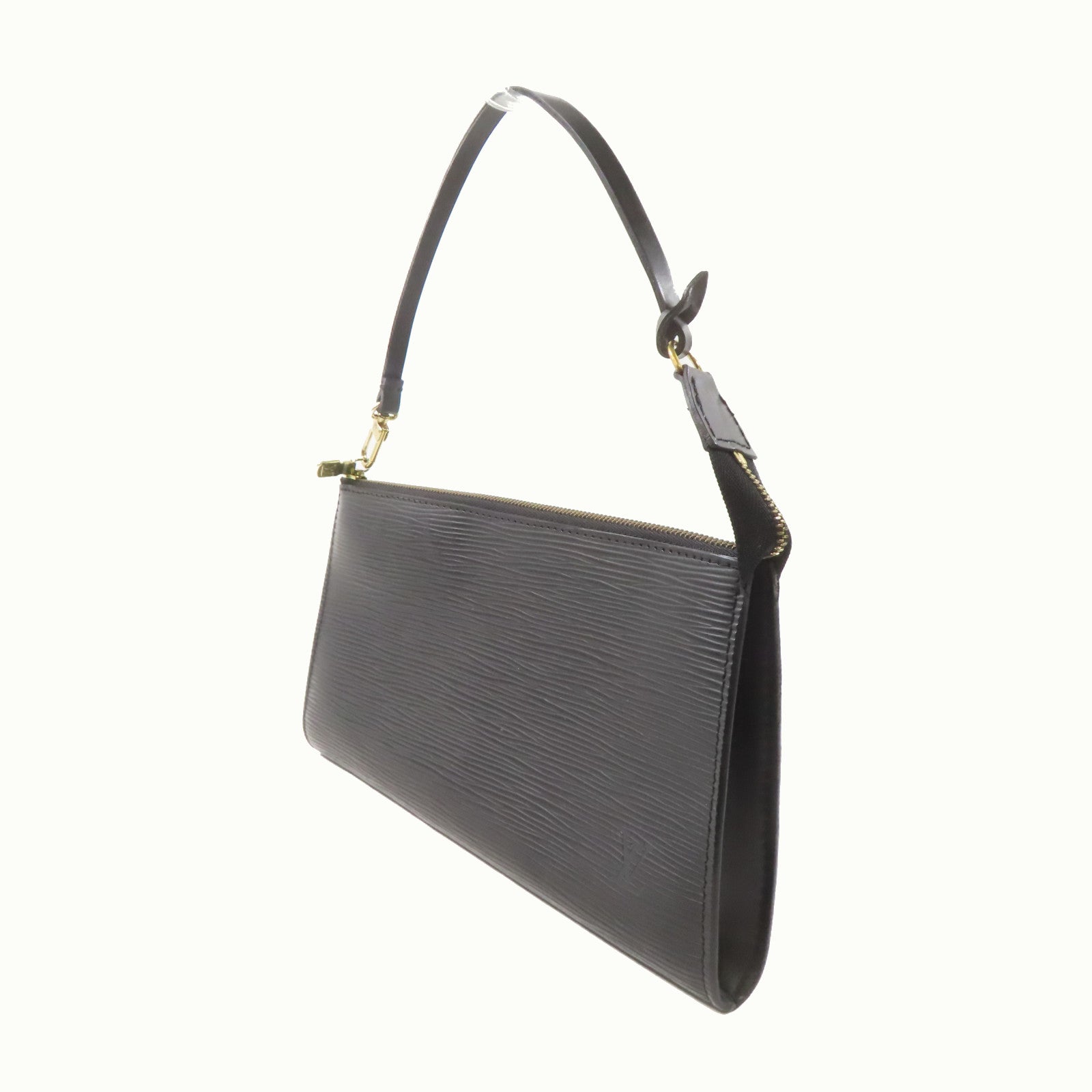 LOUIS VUITTON Epi Pochette Accessories金扣手挽袋黑色