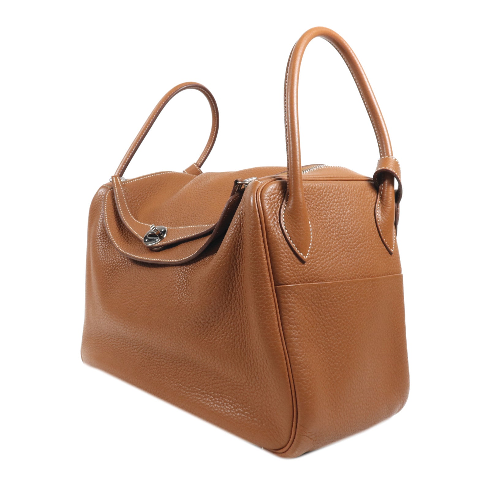 HERMES Clemence皮革Lindy 34銀扣手挽肩背兩用袋Gold