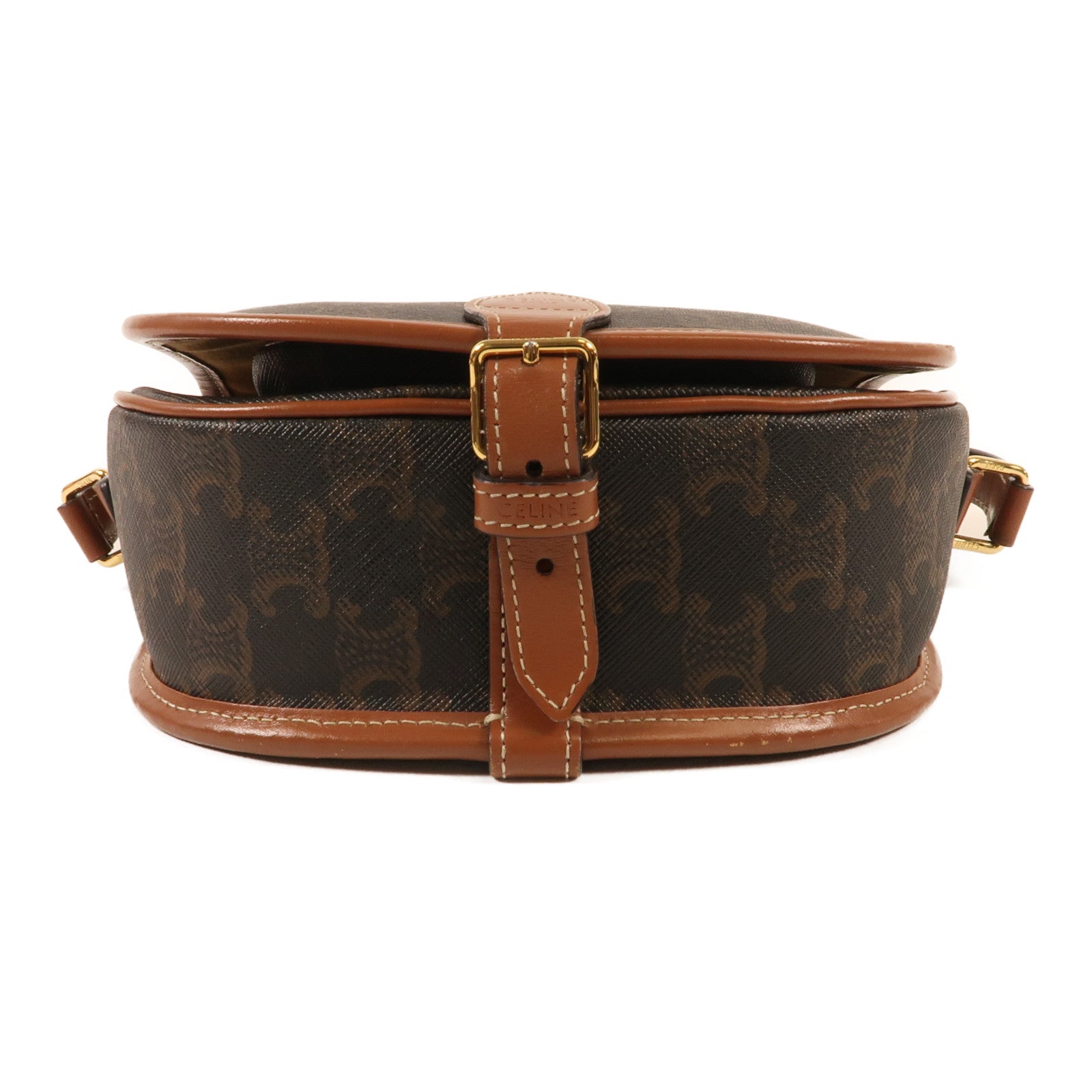 CELINE 塗層帆布Folco Bag金扣肩背袋