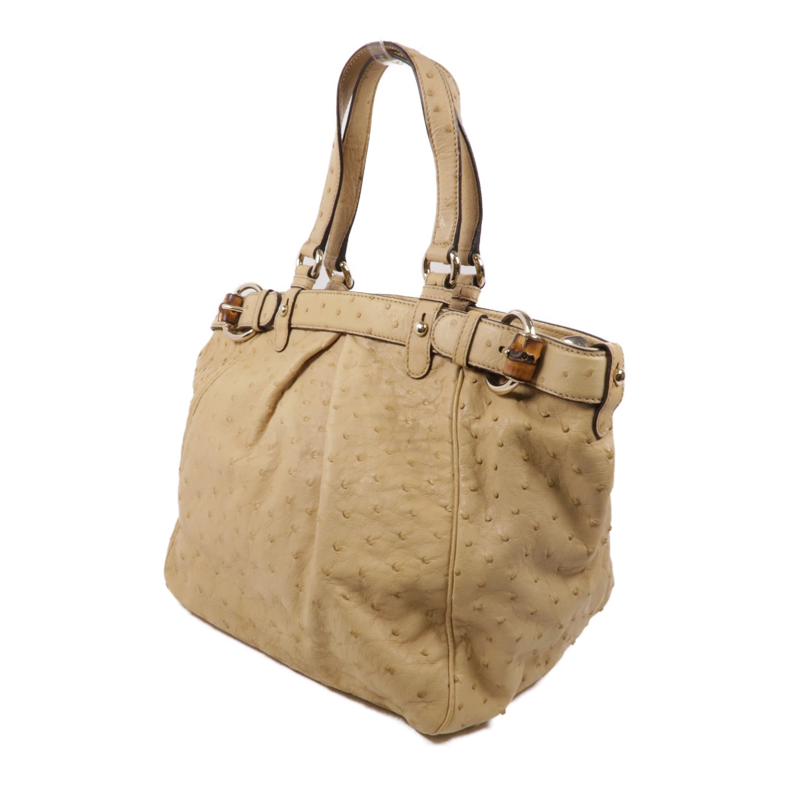 GUCCI 鴕鳥皮革Handbag金扣手挽袋