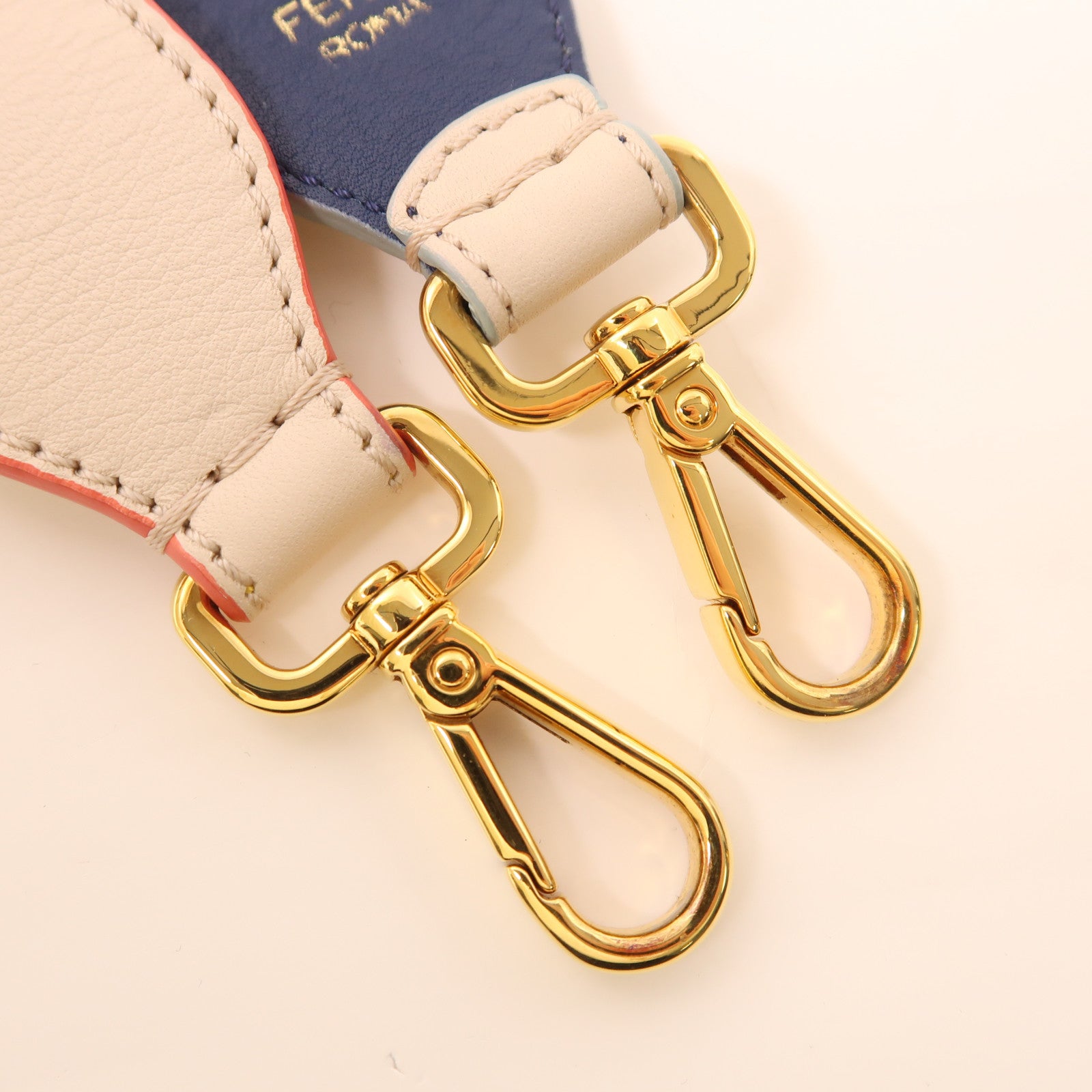 FENDI 【激減優惠】皮革Shoulder Strap金扣肩帶白色/黃色/藍色