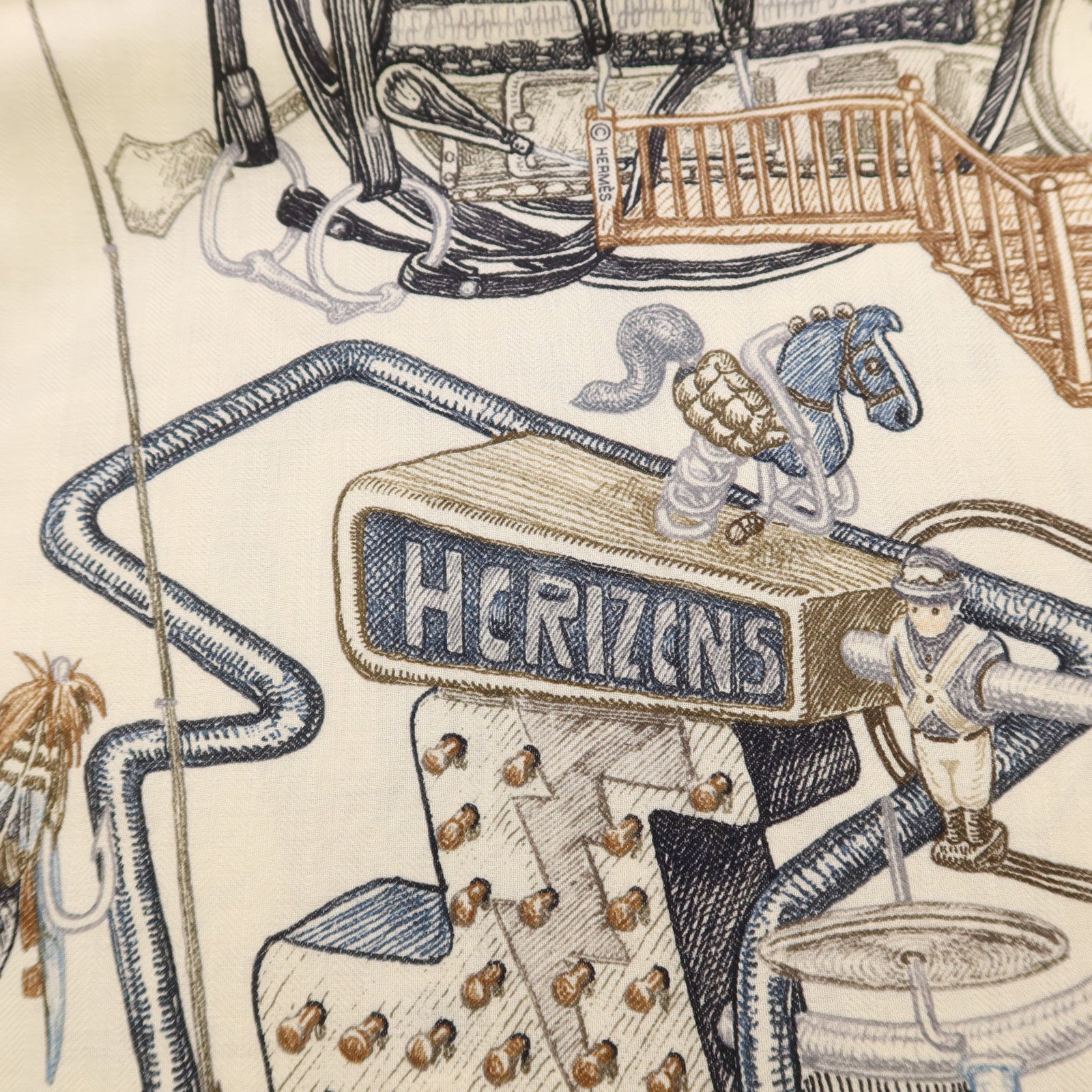 HERMES 羊絨/絲質Mors A Jouets Bandana Shawl 140絲巾