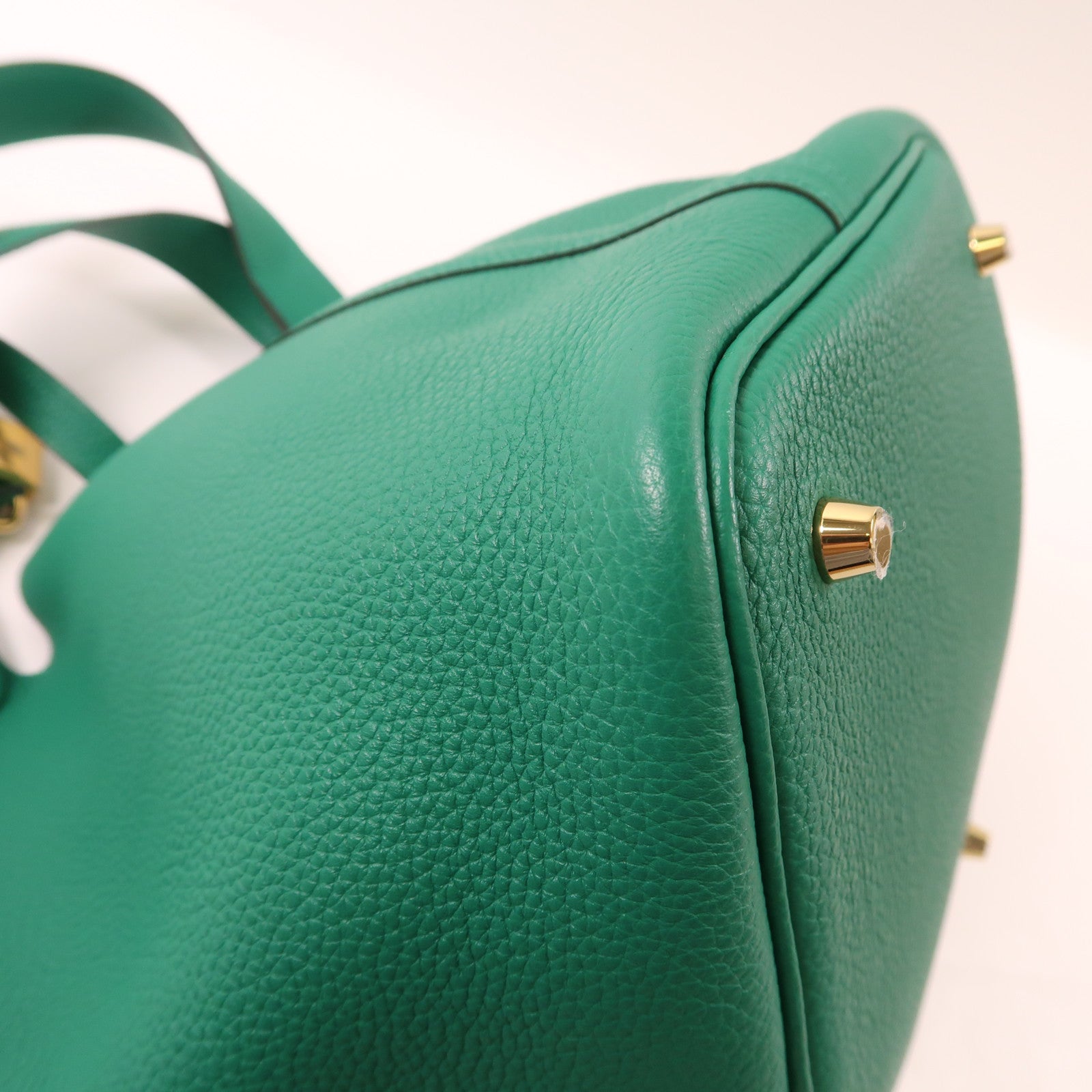 HERMES Clemence皮革Picotin18金扣手挽袋vert vertigo