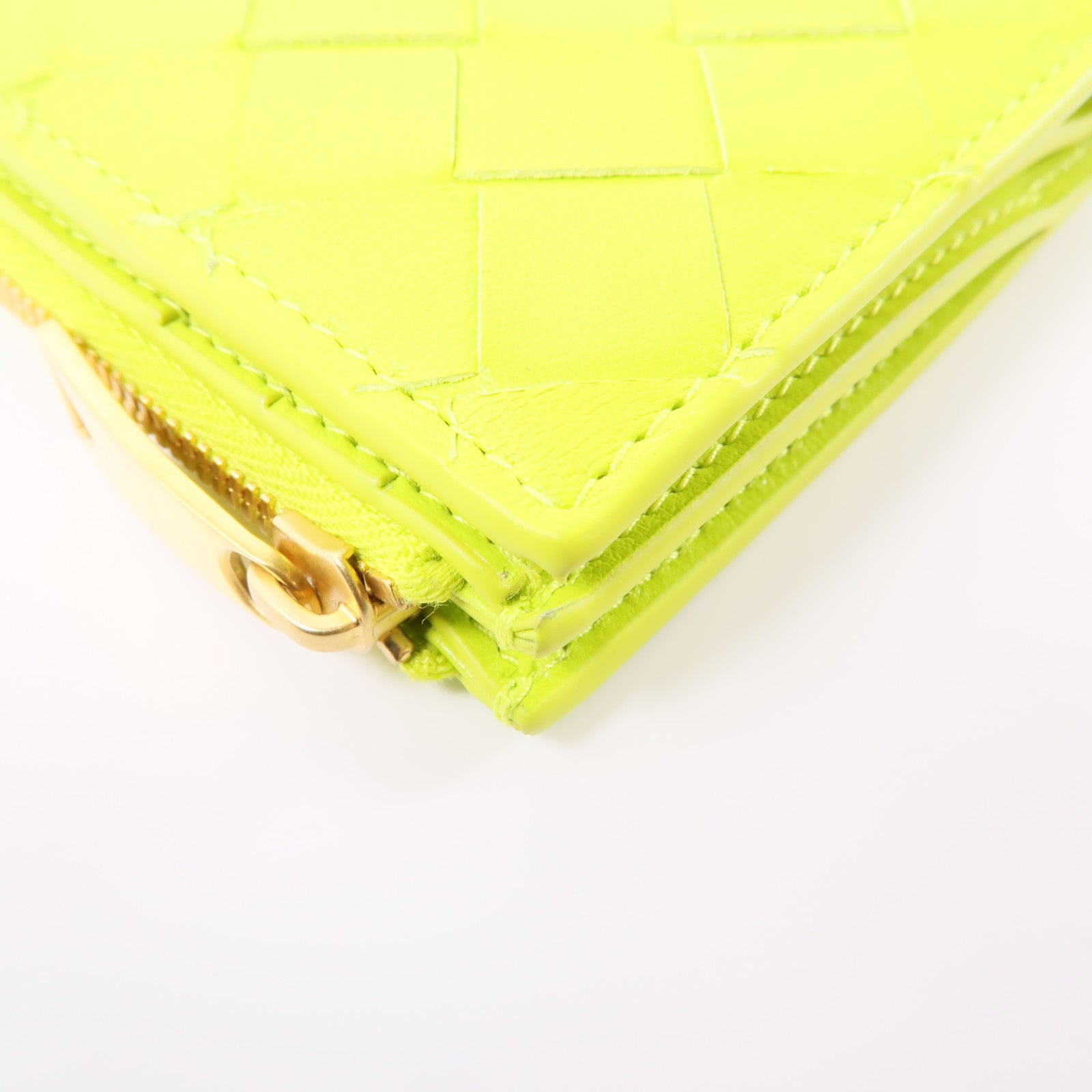 BOTTEGA VENETA 織紋皮革Wallet金扣錢包黃色