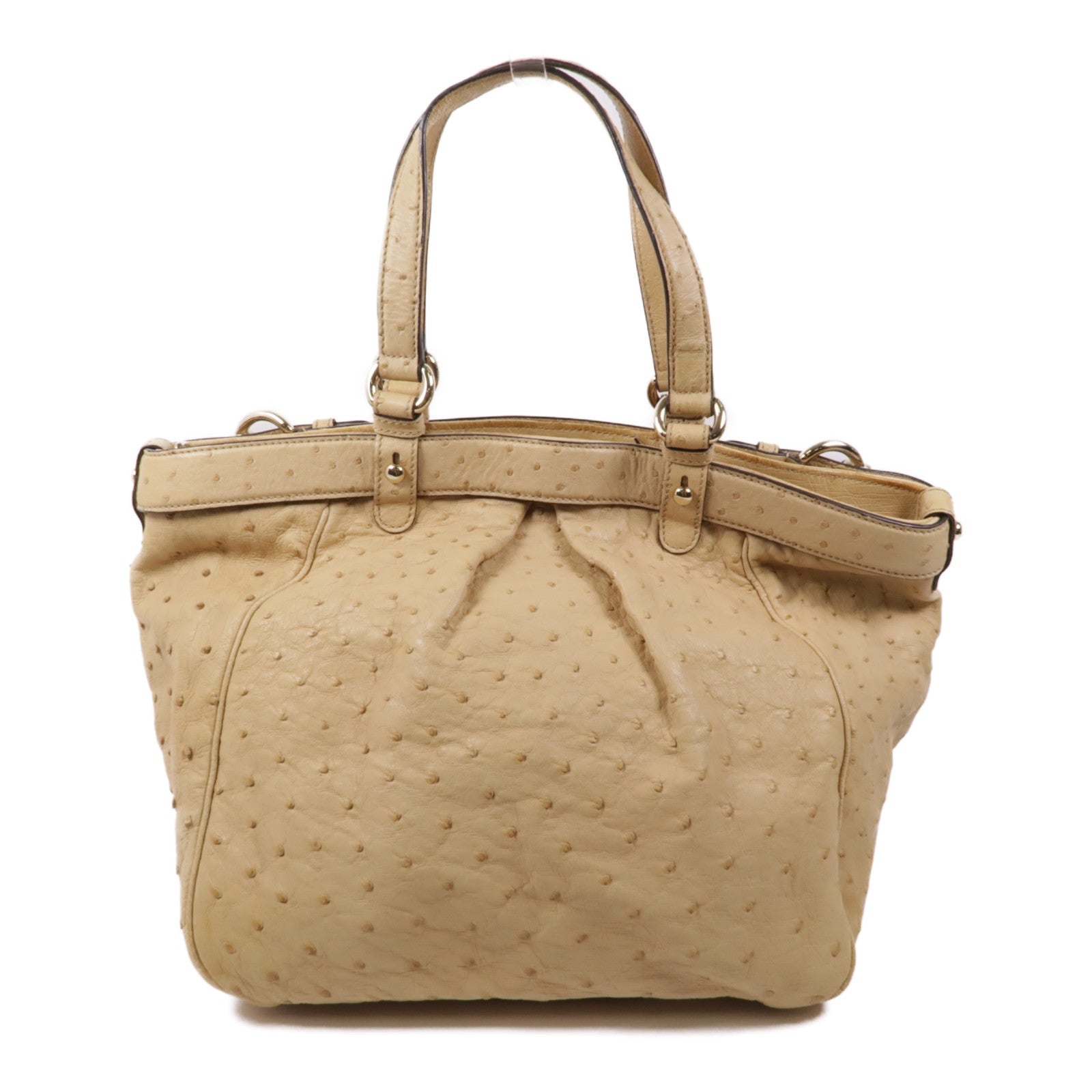 GUCCI 鴕鳥皮革Handbag金扣手挽袋