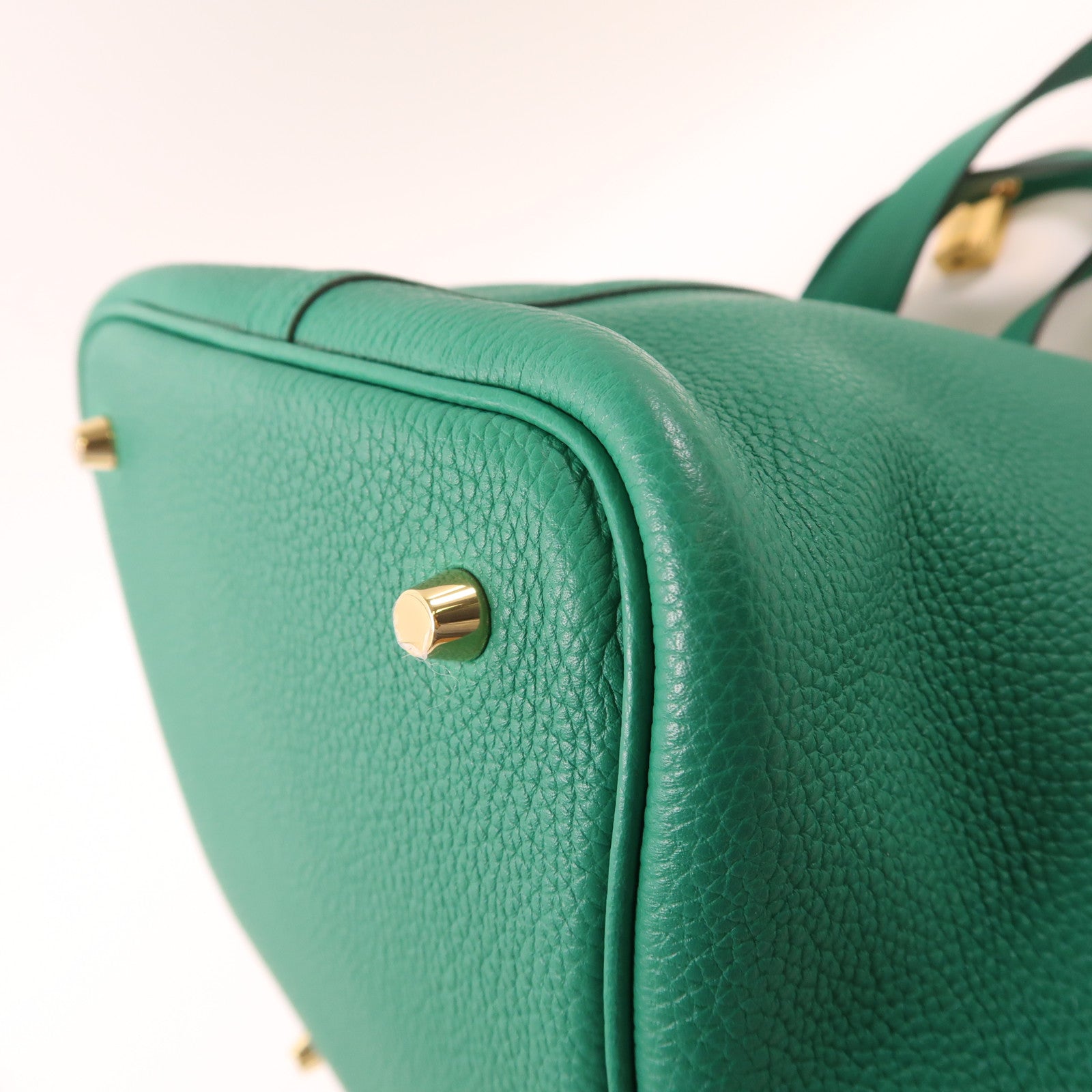 HERMES Clemence皮革Picotin18金扣手挽袋vert vertigo