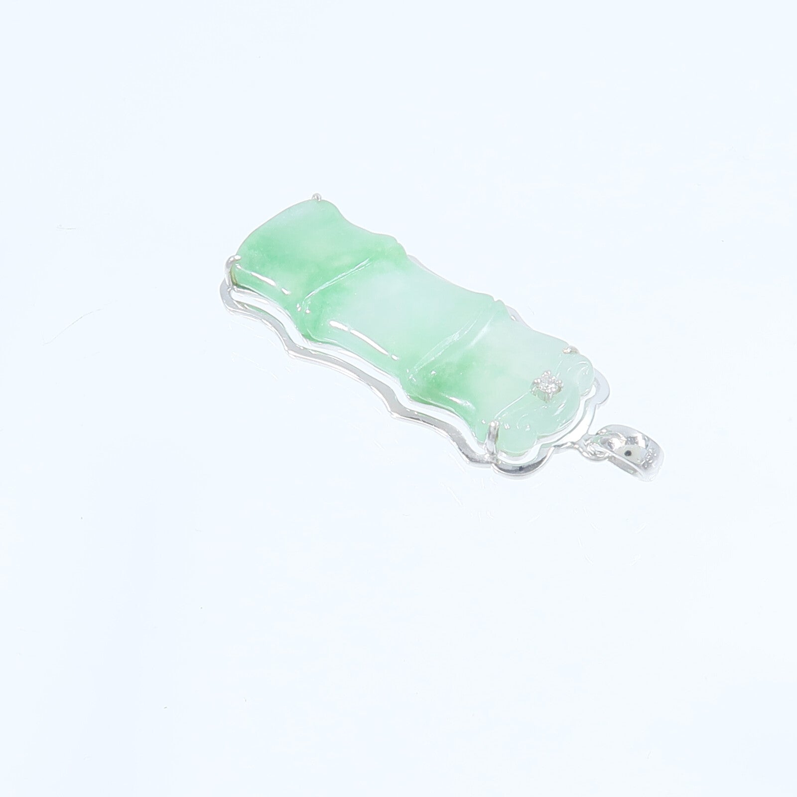 JEWELRY 18K白金Jade Diamond Pendant Top翡翠/鑽石吊墜