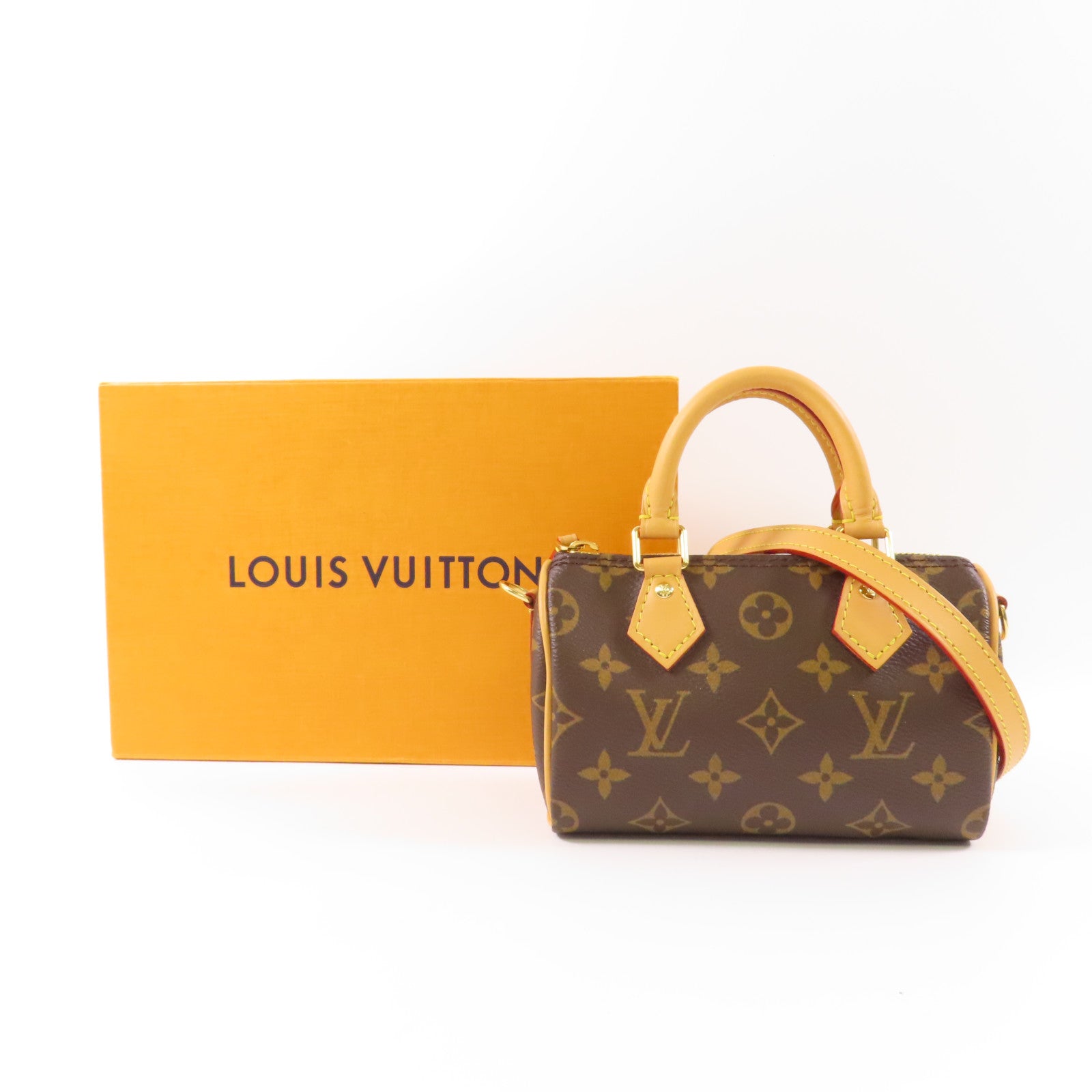 LOUIS VUITTON Monogram Nano Speedy金扣手挽肩背兩用袋