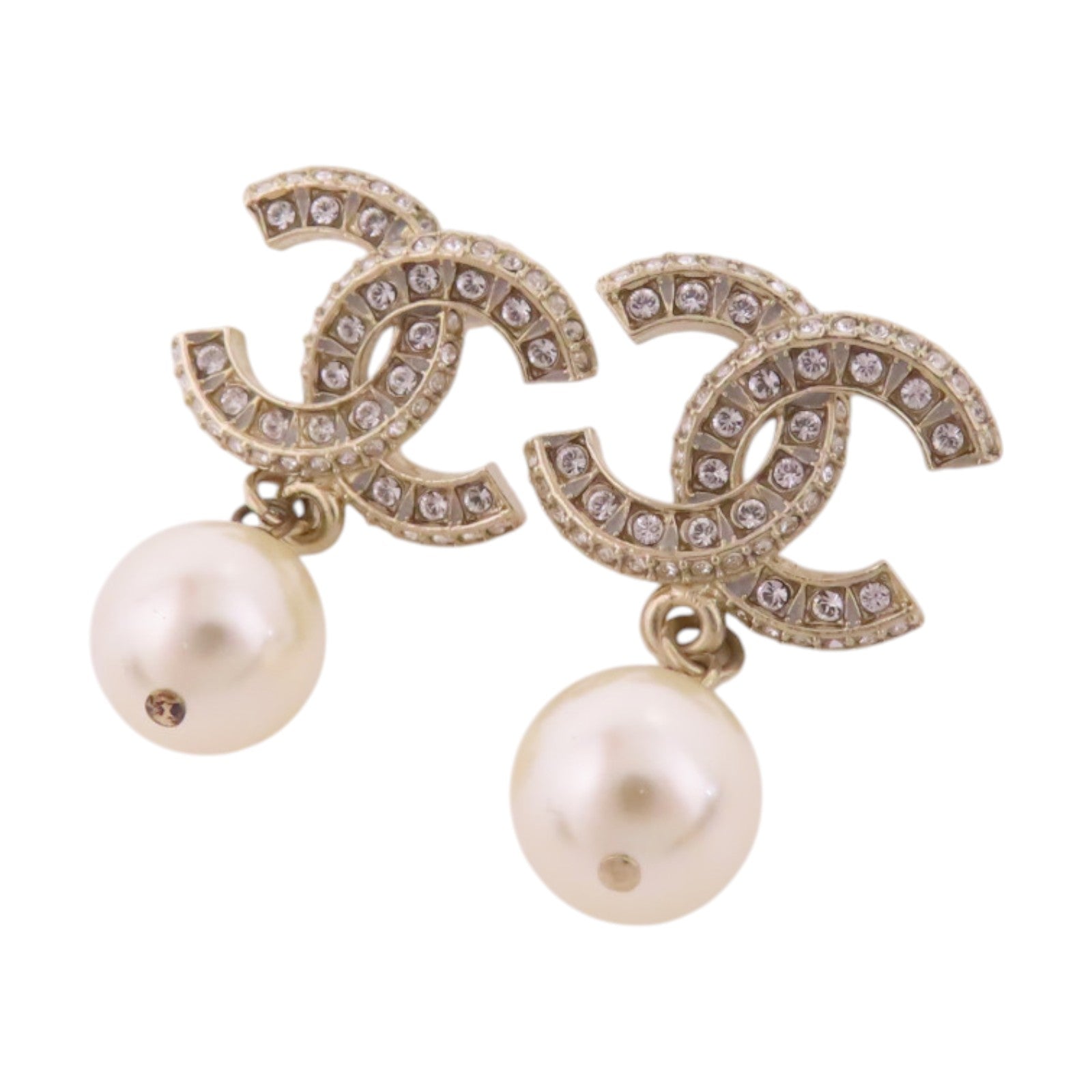 CHANEL 金屬/仿珍珠/水鑽Earrings金扣耳環