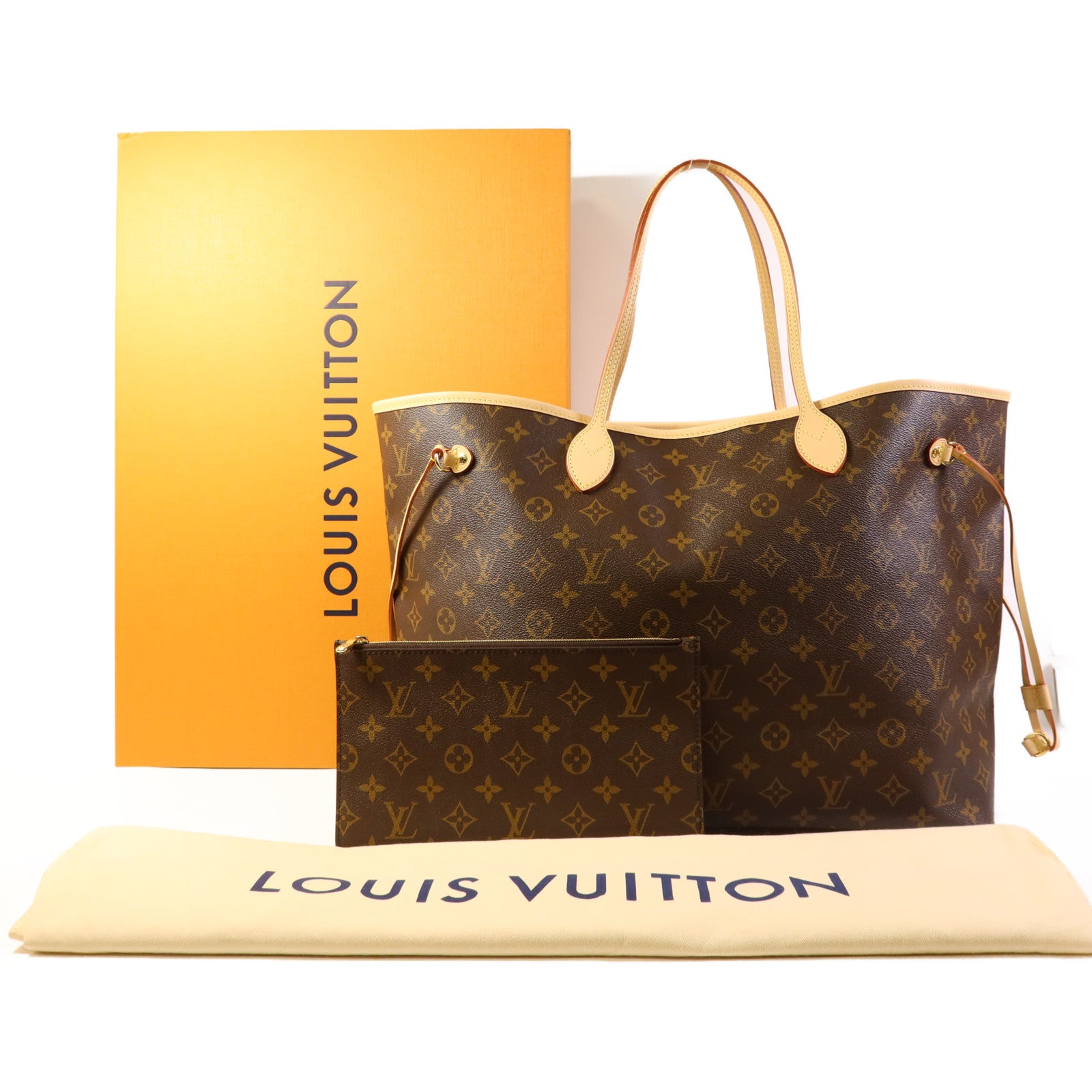 LOUIS VUITTON Monogram Neverfull GM金扣手挽袋
