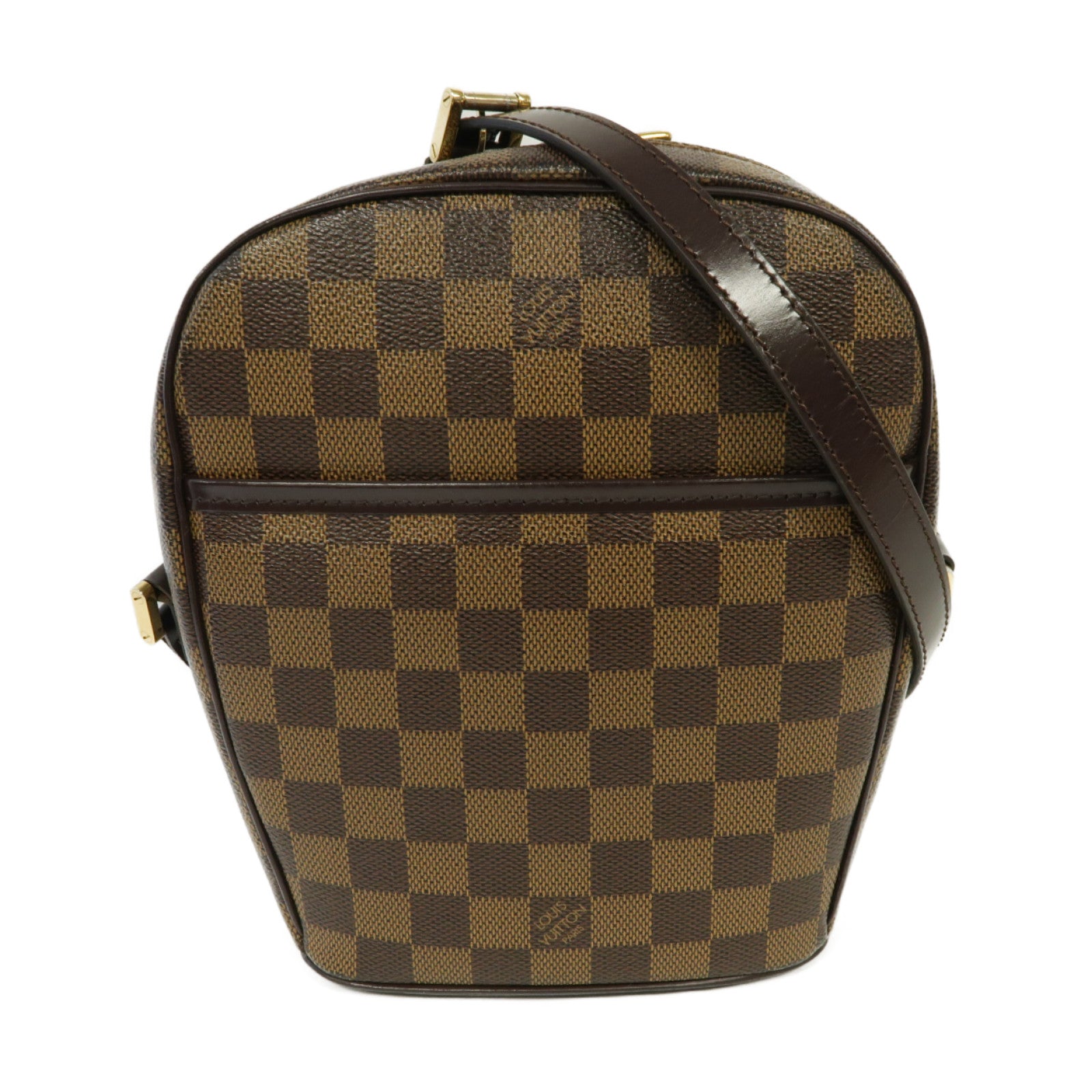 LOUIS VUITTON Damier Ipanema PM金扣肩背袋棕色