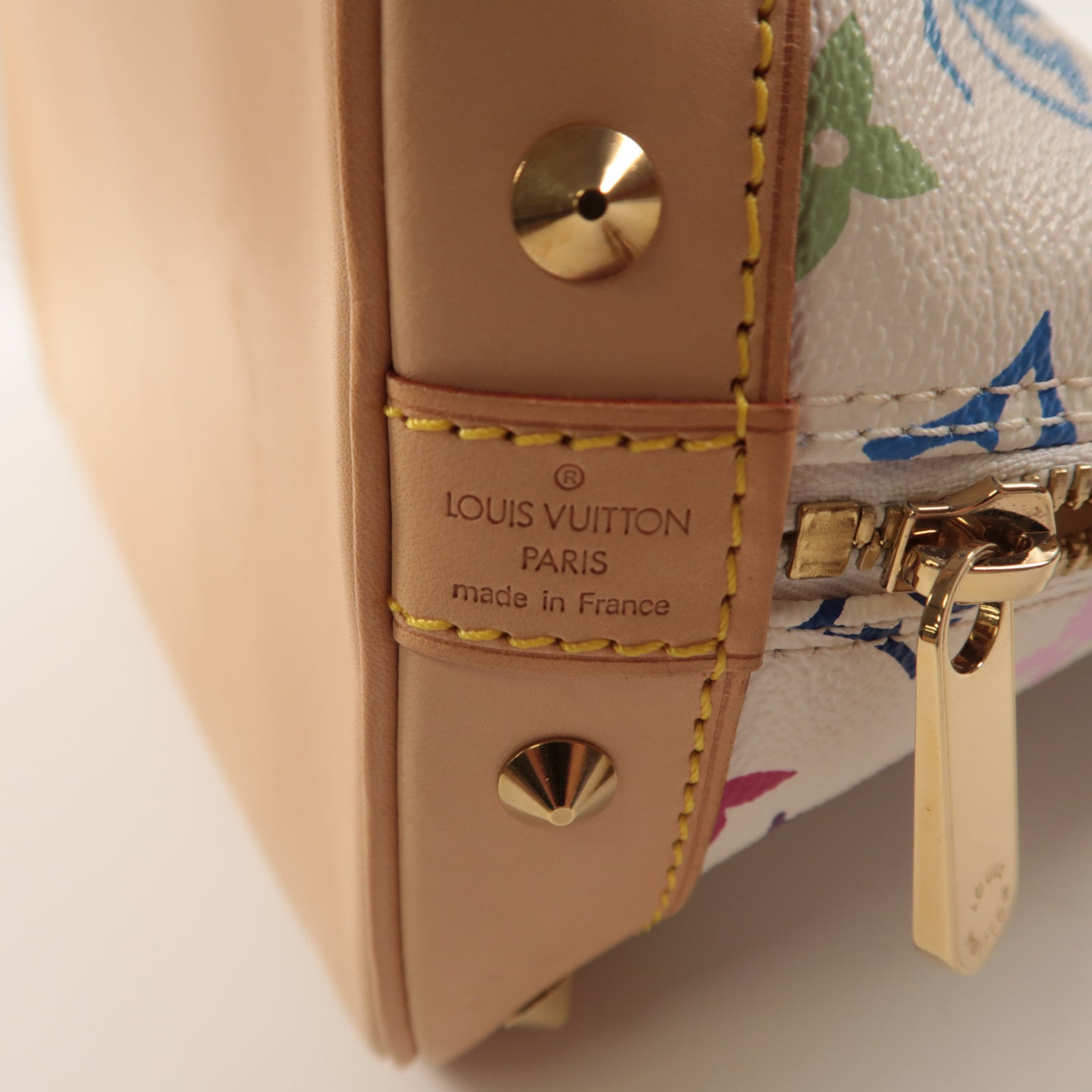 LOUIS VUITTON Monogram Multicolore Alma金扣手挽袋白色/彩色
