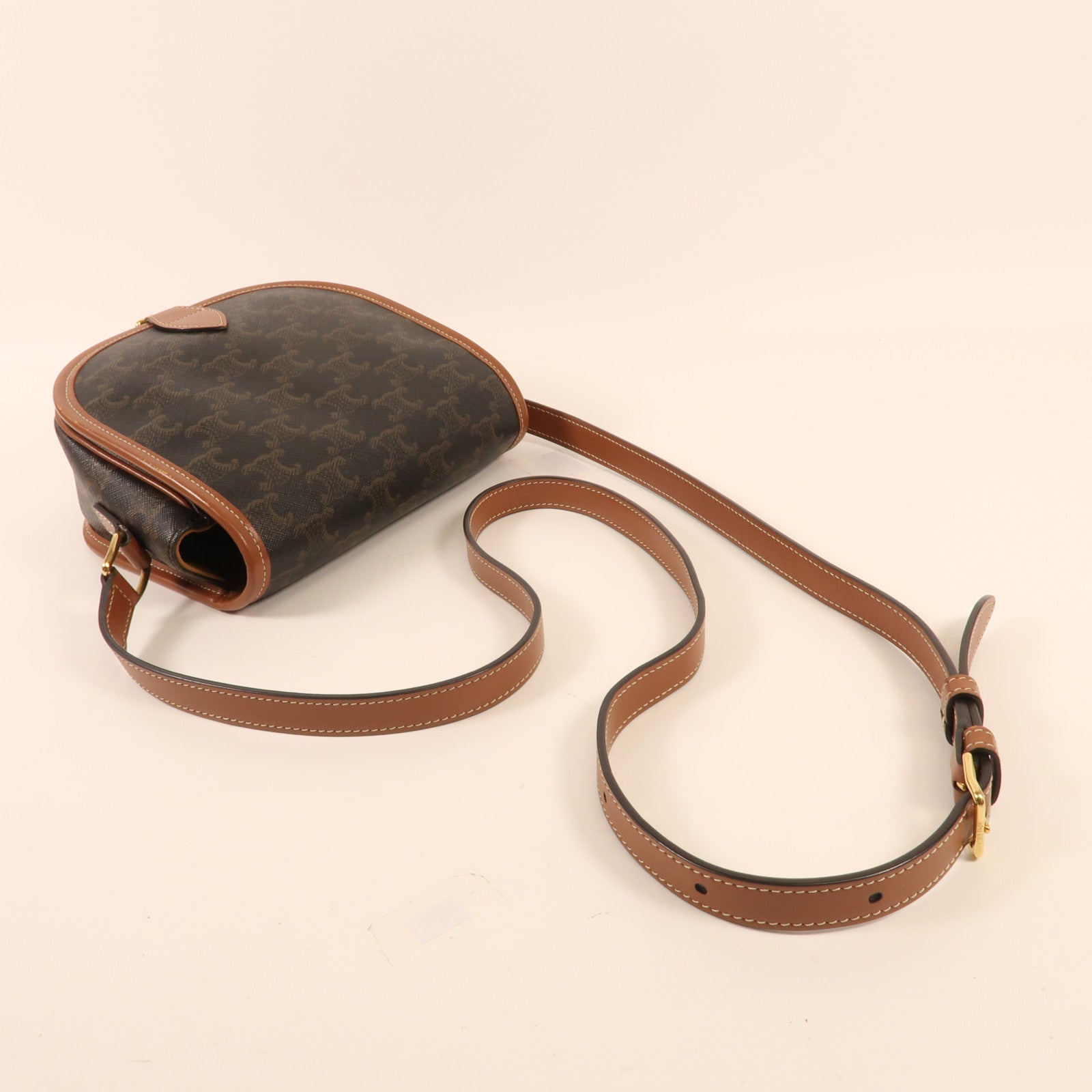 CELINE 塗層帆布Folco Bag金扣肩背袋