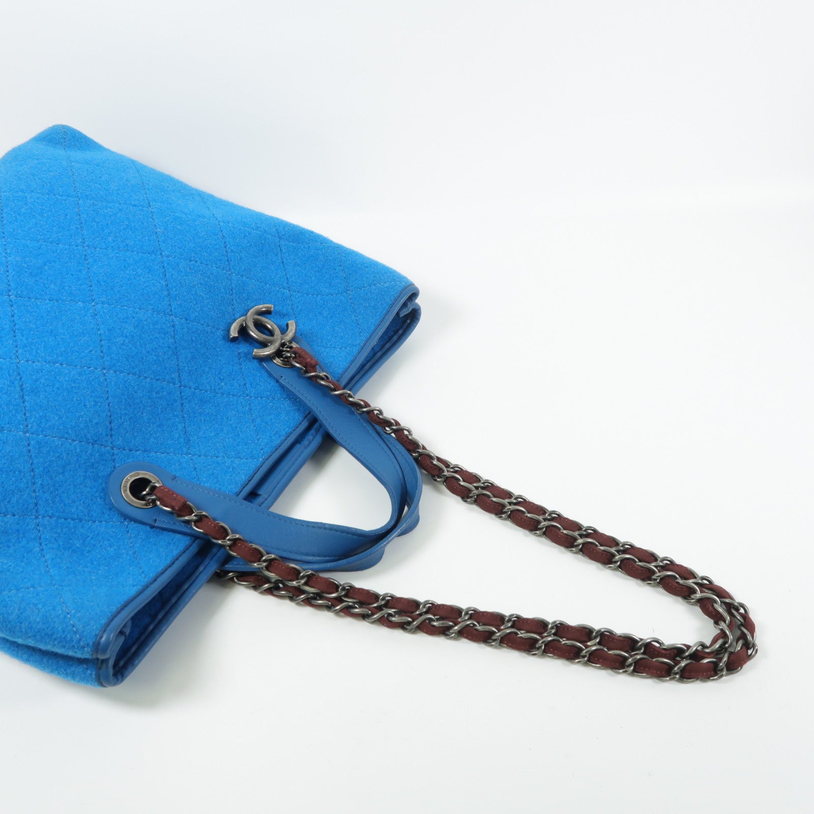 CHANEL 羊毛Chain Shoulder鏈帶手挽肩背兩用袋