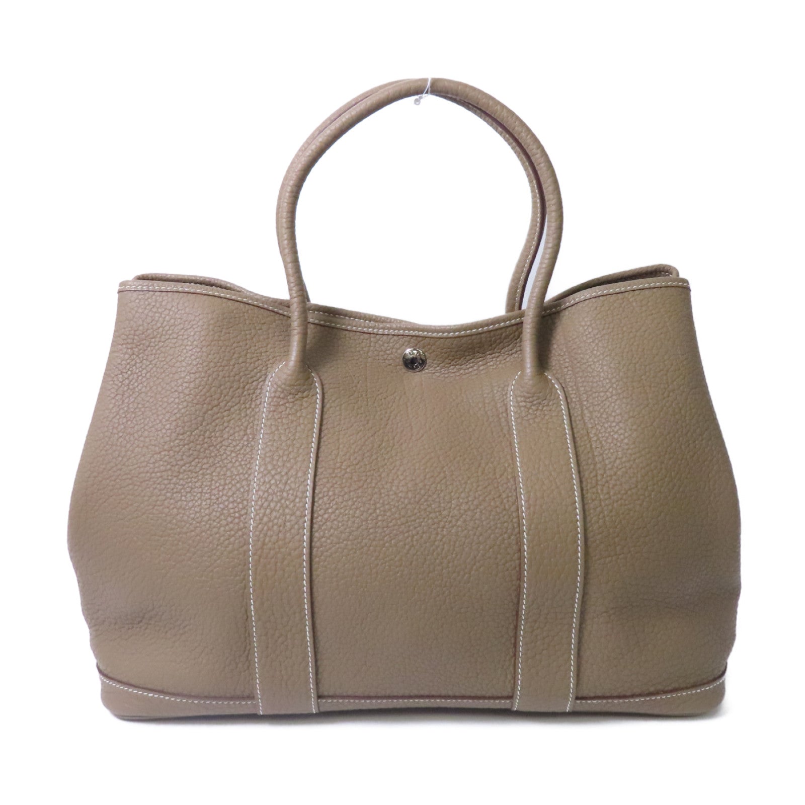 HERMES Negonda皮革GardenParty PM銀扣手挽袋Etoupe/灰色