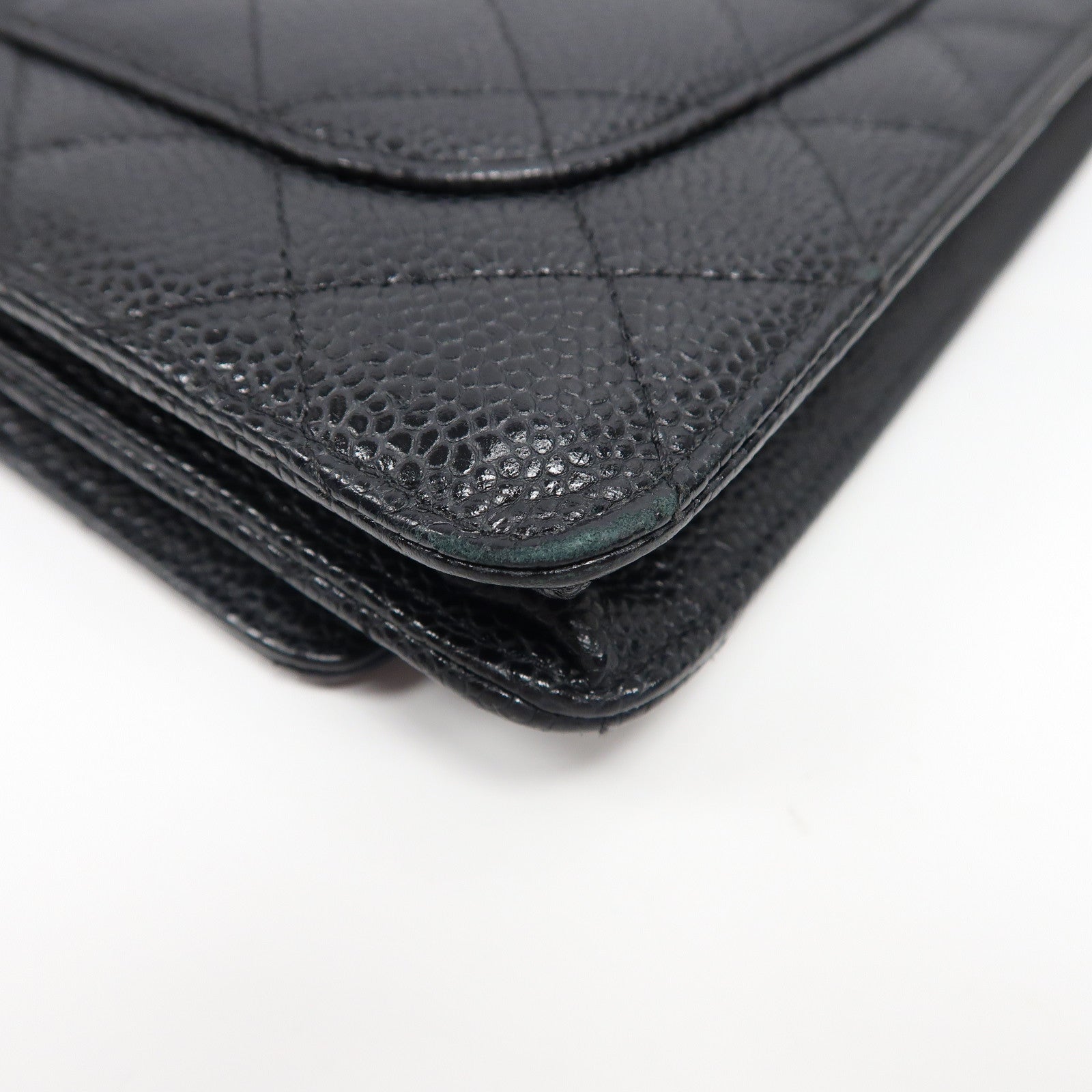 CHANEL 菱格Caviar皮革Wallet On Chain金扣鏈帶肩背袋黑色