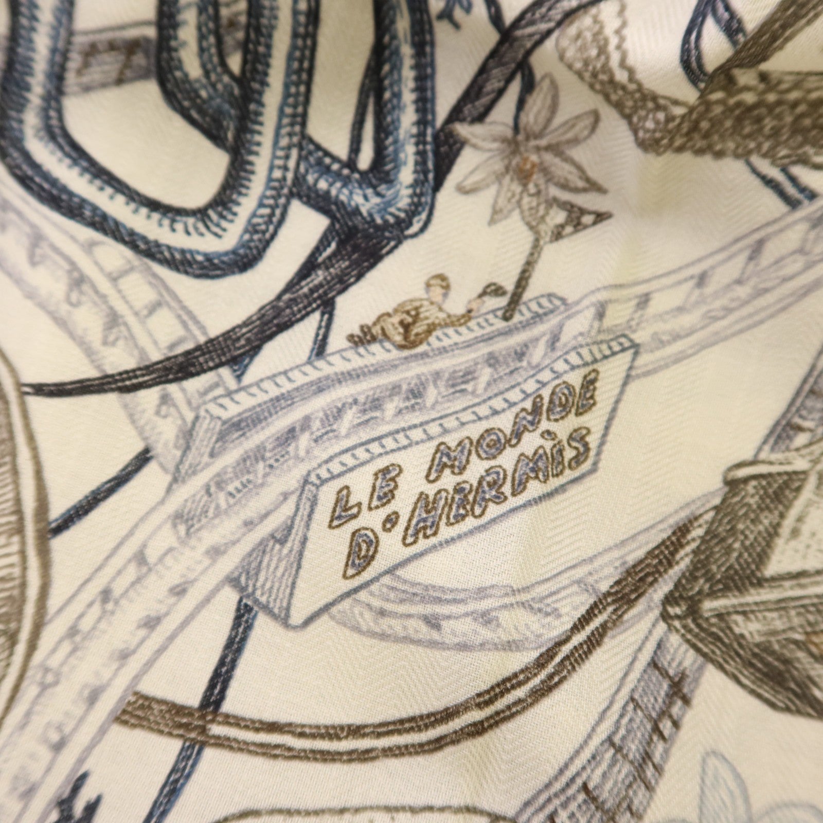 HERMES 羊絨/絲質Mors A Jouets Bandana Shawl 140絲巾