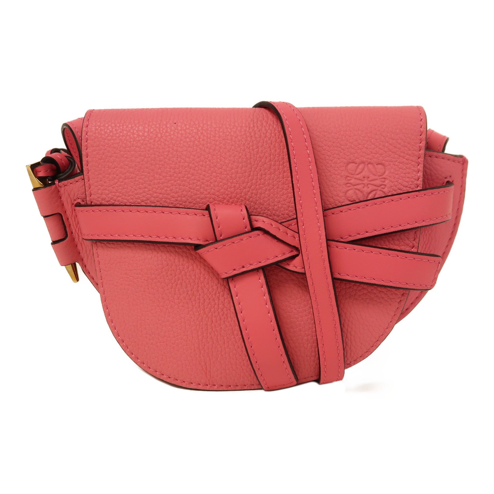 LOEWE 牛皮皮革Gate Mini Bag金扣肩背袋粉紅色