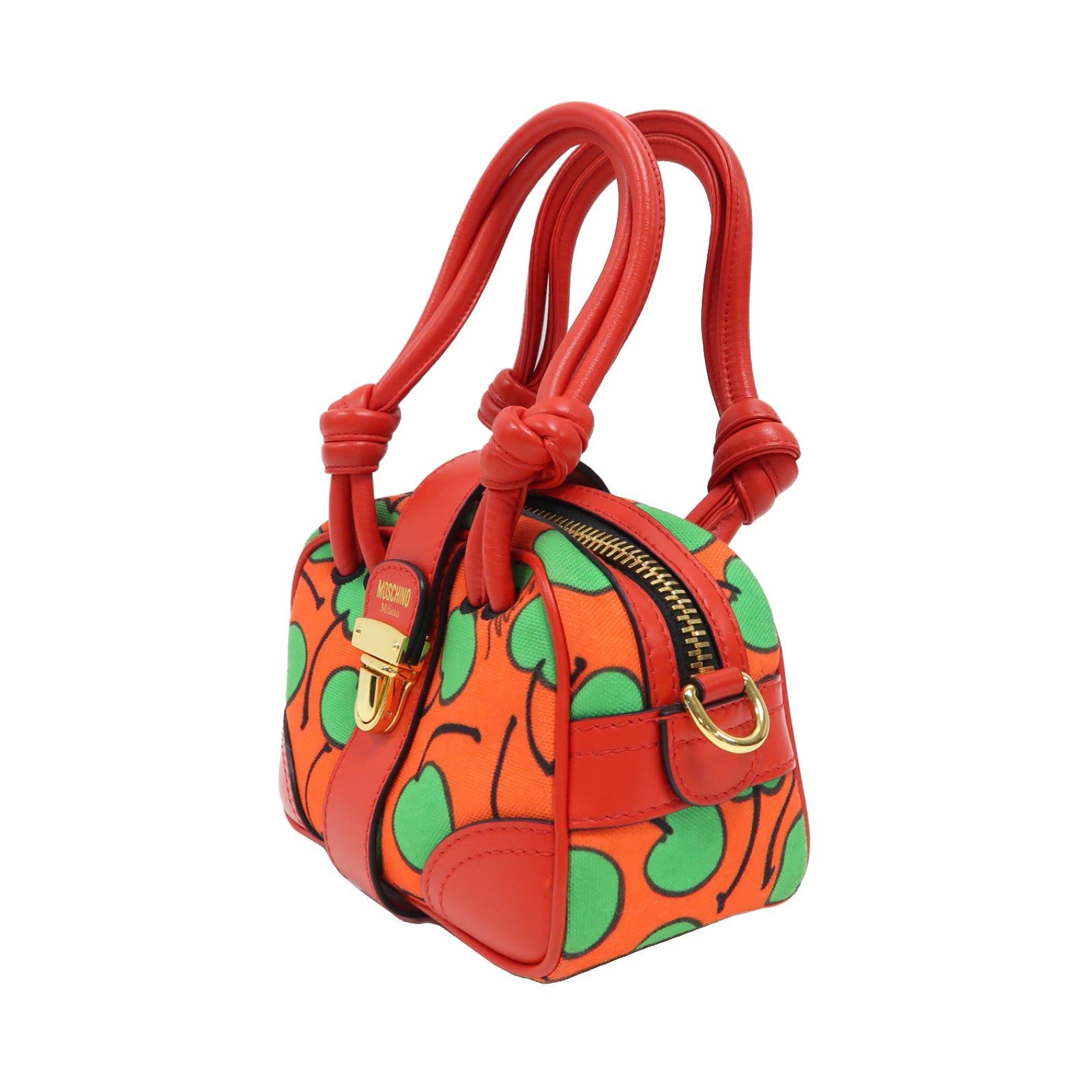 MOSCHINO 帆布Hand Bag金扣手挽肩背兩用袋紅色