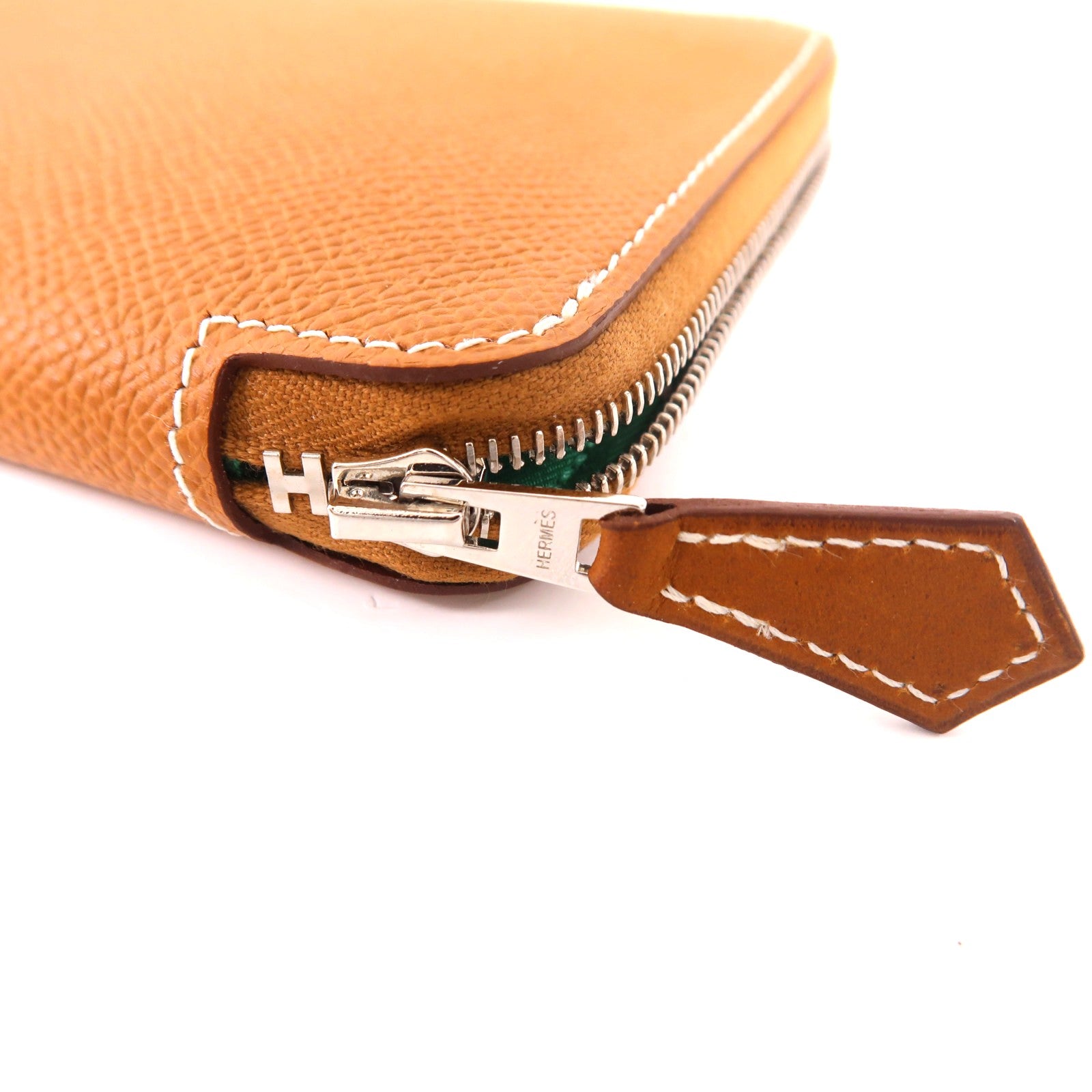 HERMES Epsom皮革Silk-In Wallet銀扣長錢包Gold