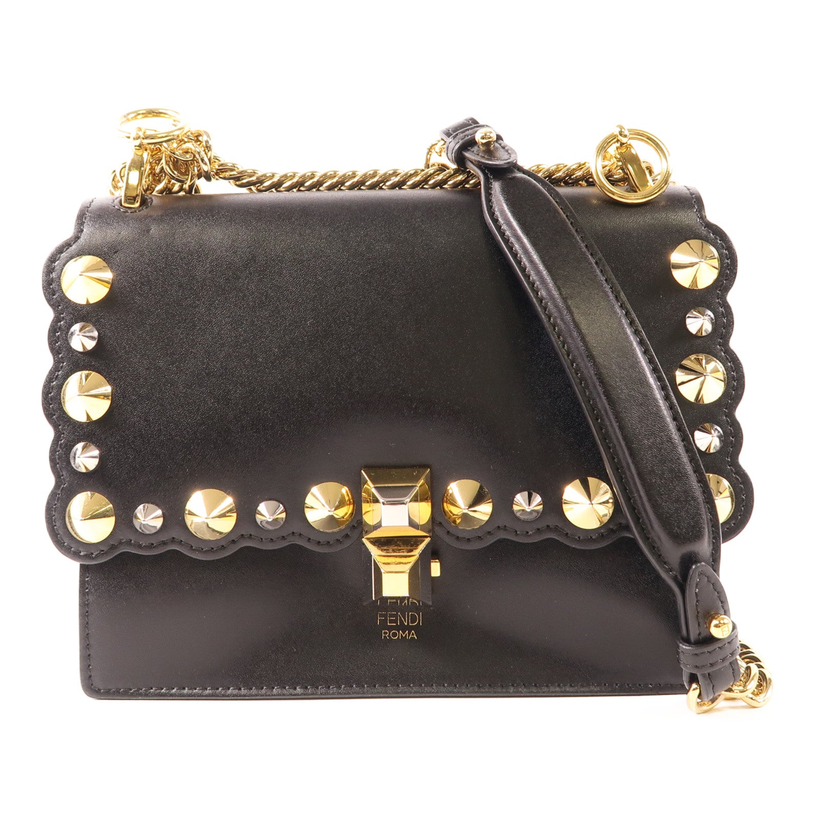 FENDI 牛皮皮革Shoulder Bag金扣肩背袋