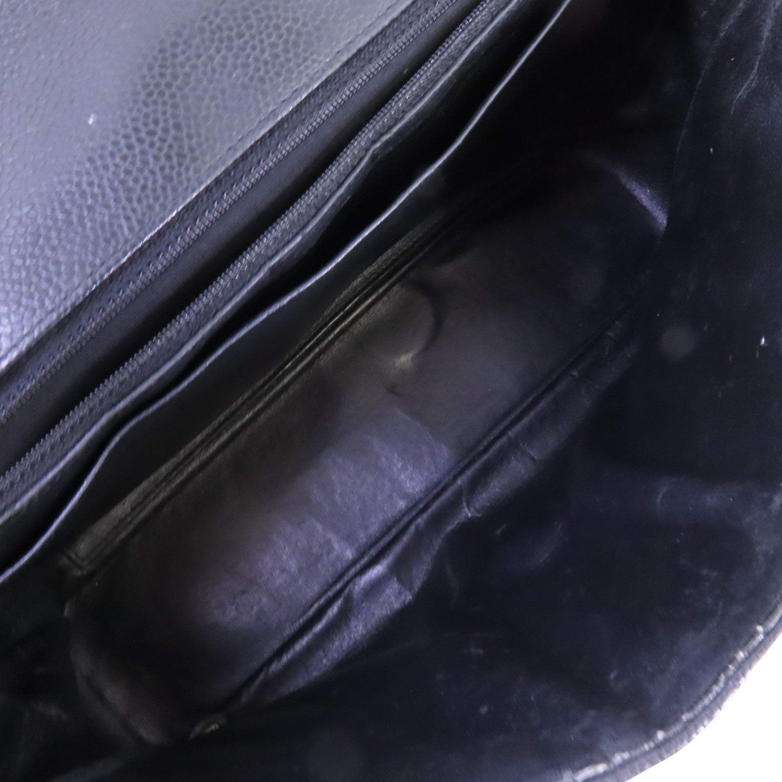 CHANEL 牛皮皮革Large Classic銀扣鏈帶肩背袋