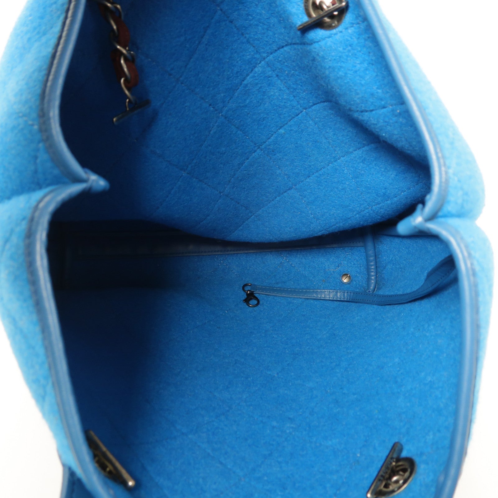 CHANEL 羊毛Chain Shoulder鏈帶手挽肩背兩用袋