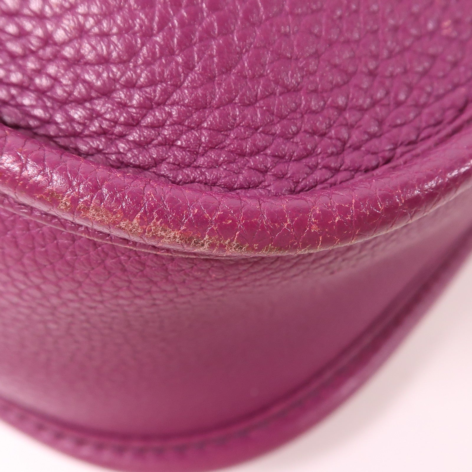HERMES Clemence皮革Evelyne PM金扣肩背袋Anemone海葵紫色